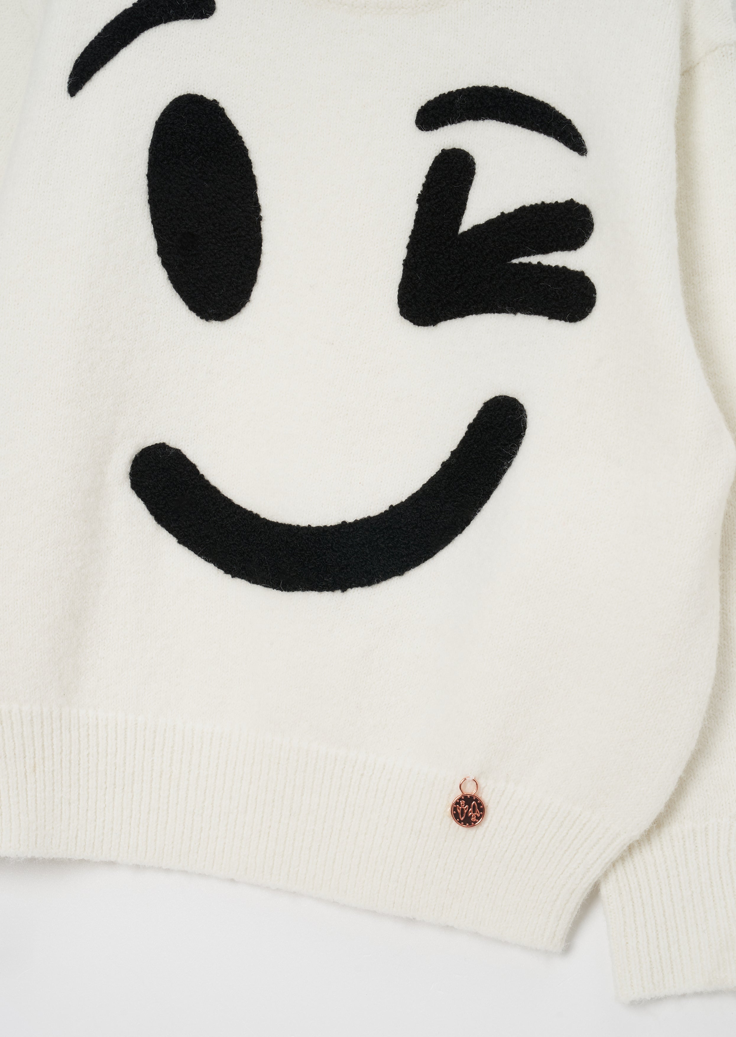 Shanti Elfenbein Smiley-Gesicht Pullover