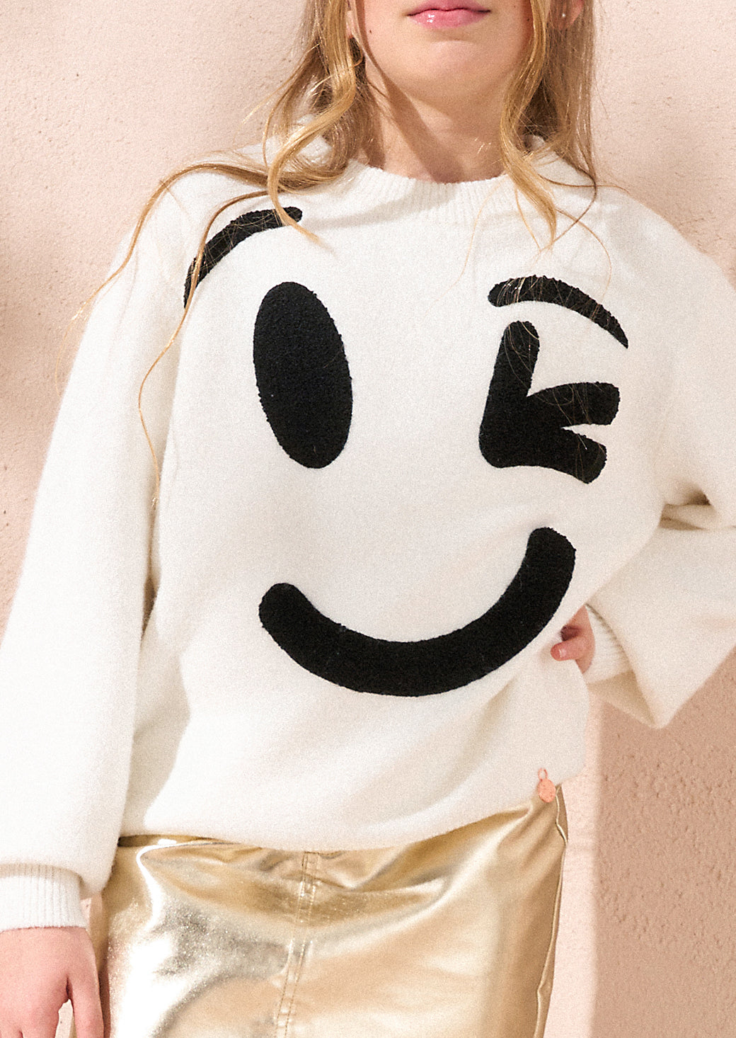 Shanti Elfenbein Smiley-Gesicht Pullover