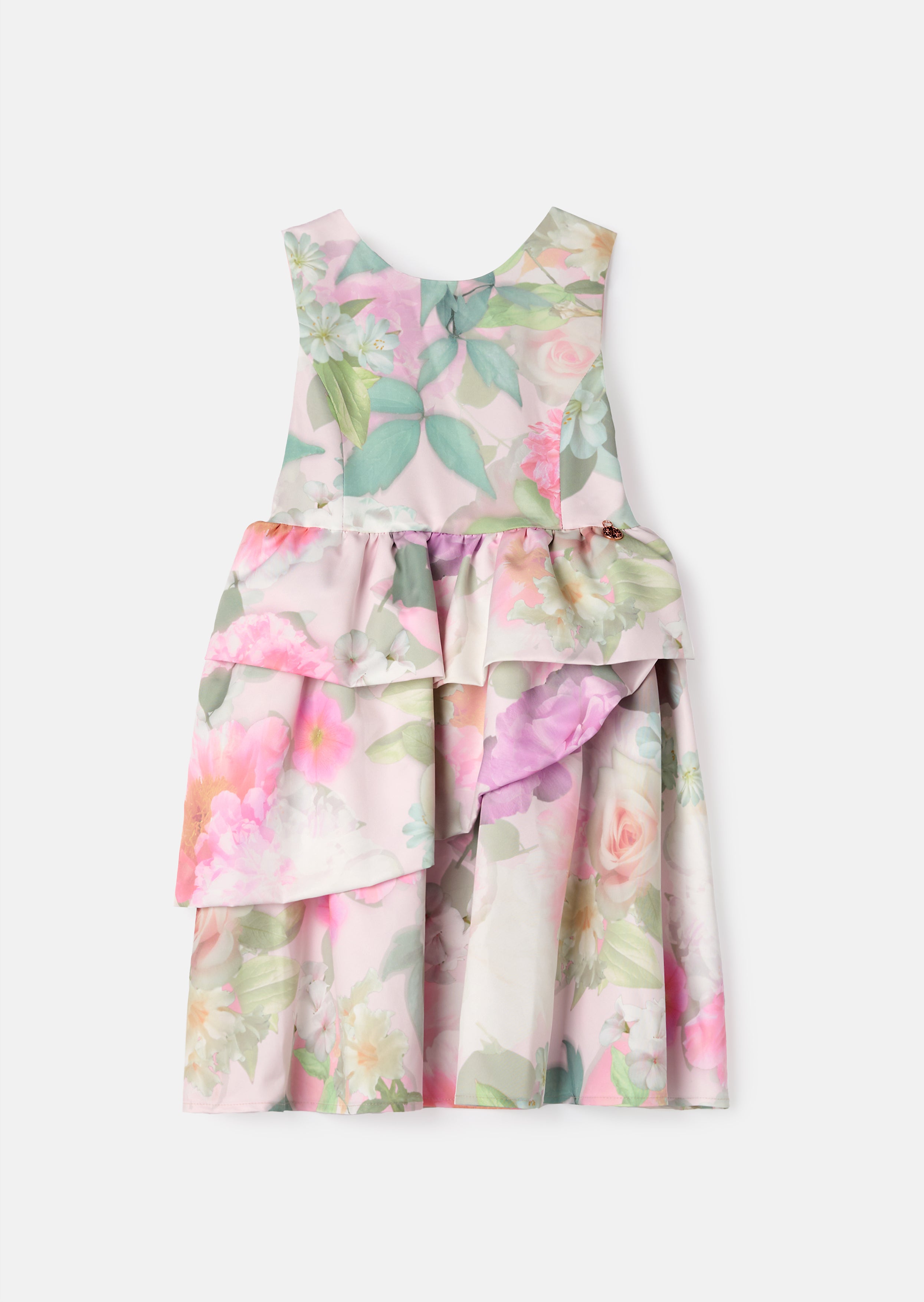 Vestido estampado de volantes en capas Lilah rosa