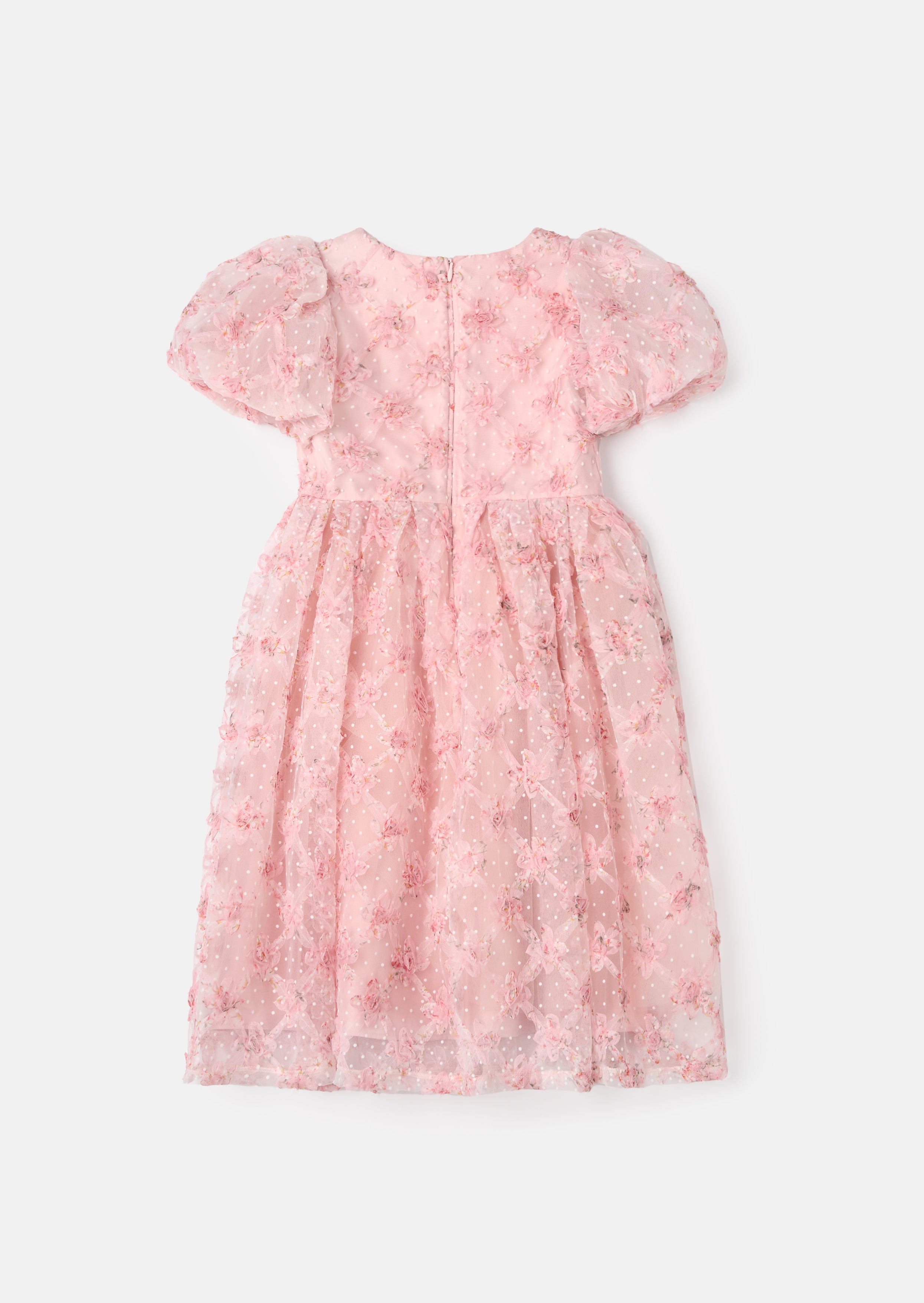 Francine Pink Embellished Puff Sleeve Dress