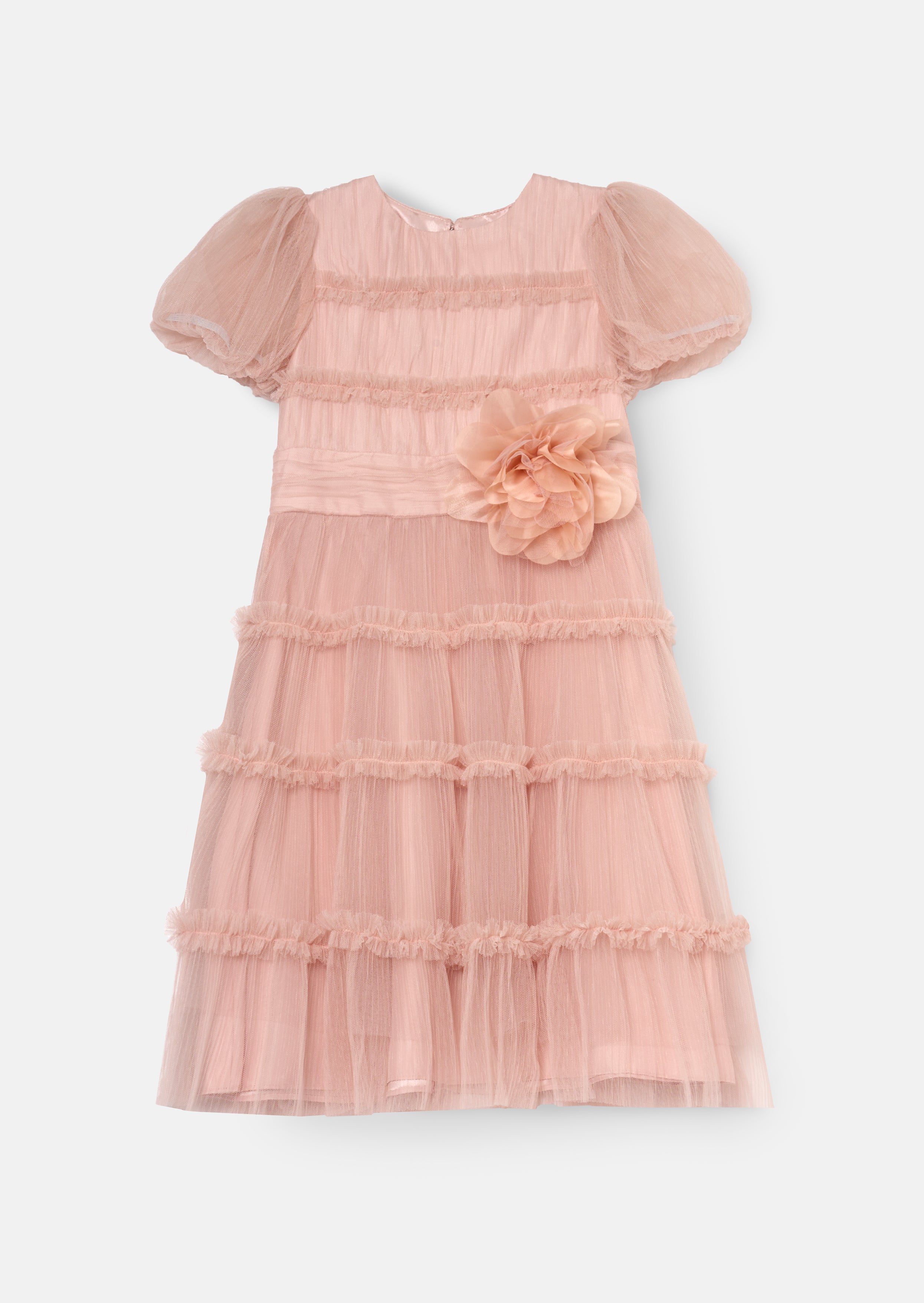 Robe corsage plissée en mesh rose Clara