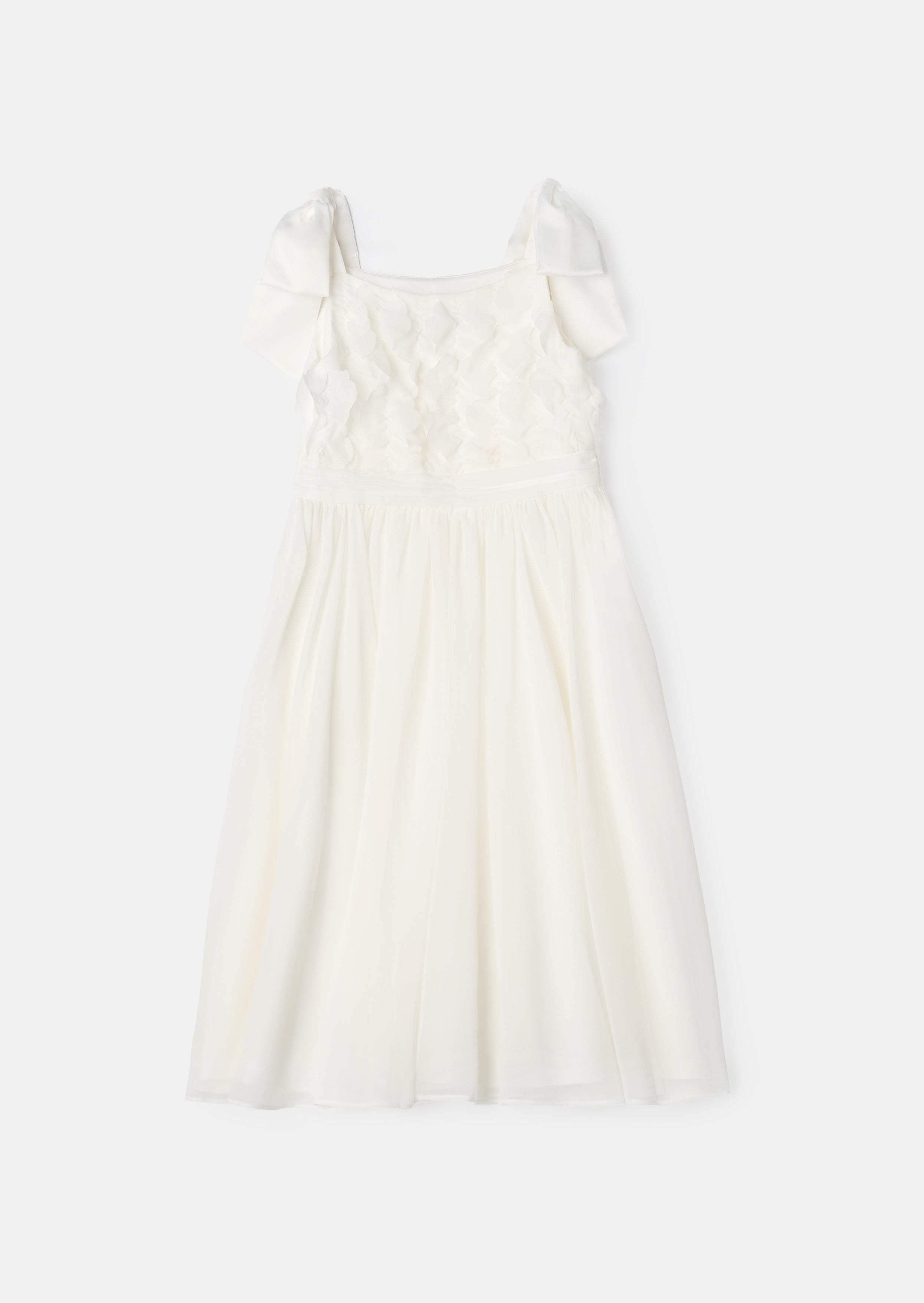 Vestito Lara in Georgette con Spalle a Fiocco Avorio