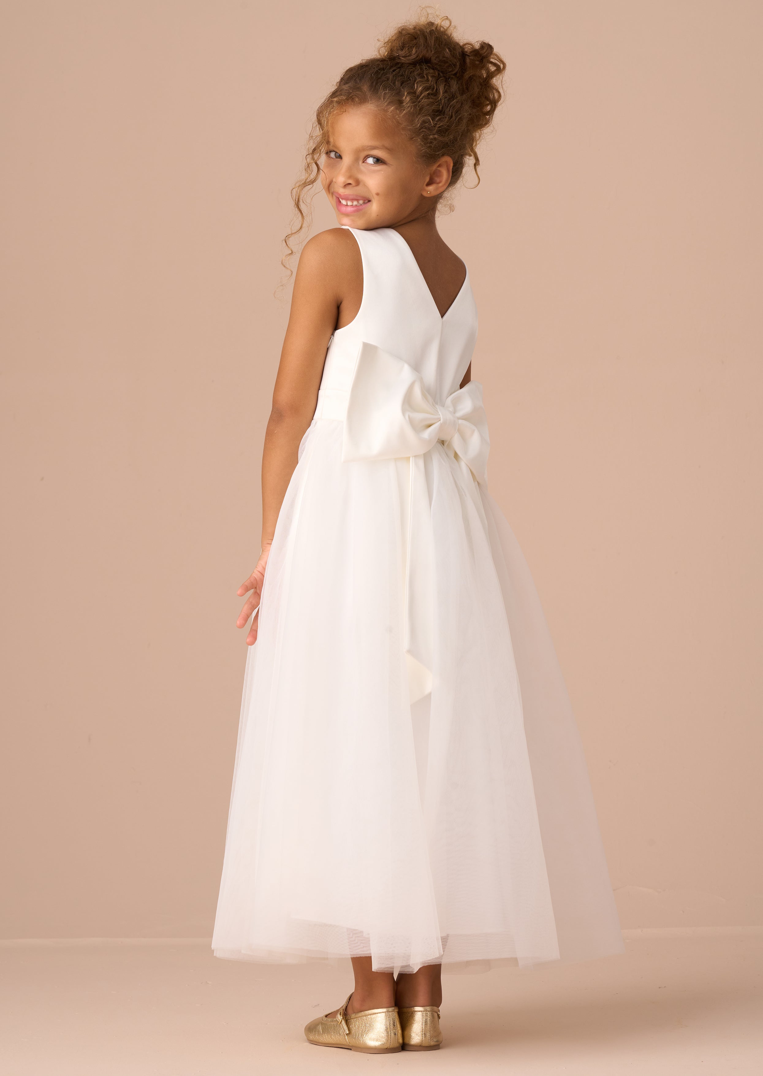 Sukienka Charlotte White Ballerina z kokardą