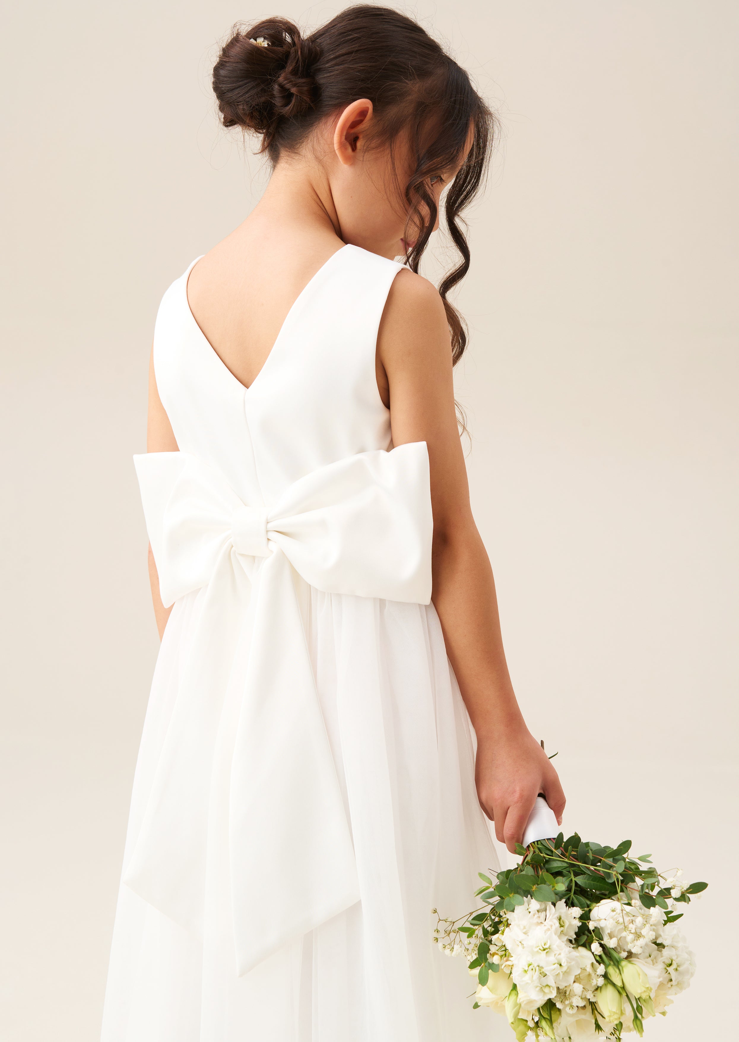 Vestito da ballerina bianco Charlotte con fiocco