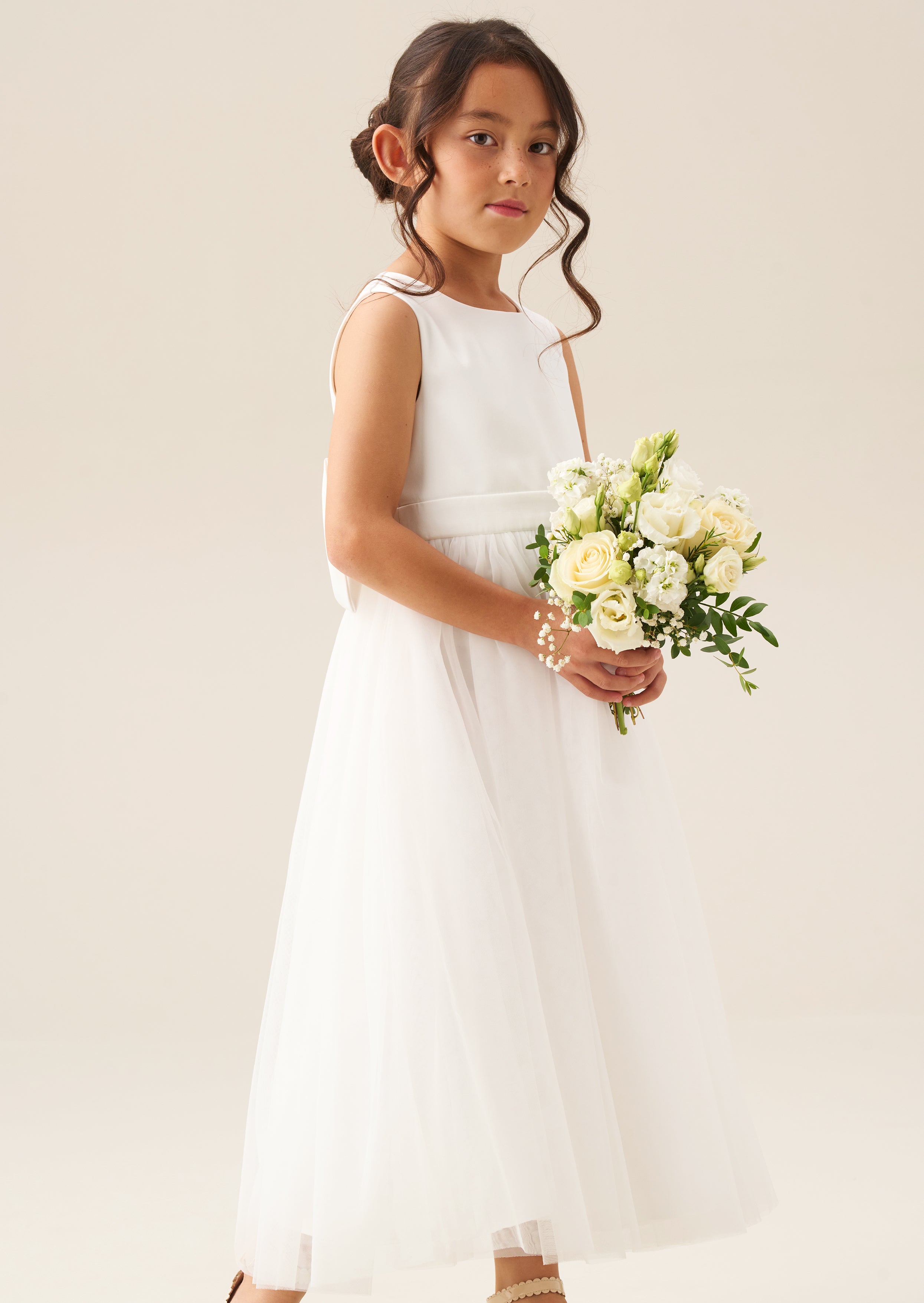 Vestito da ballerina bianco Charlotte con fiocco