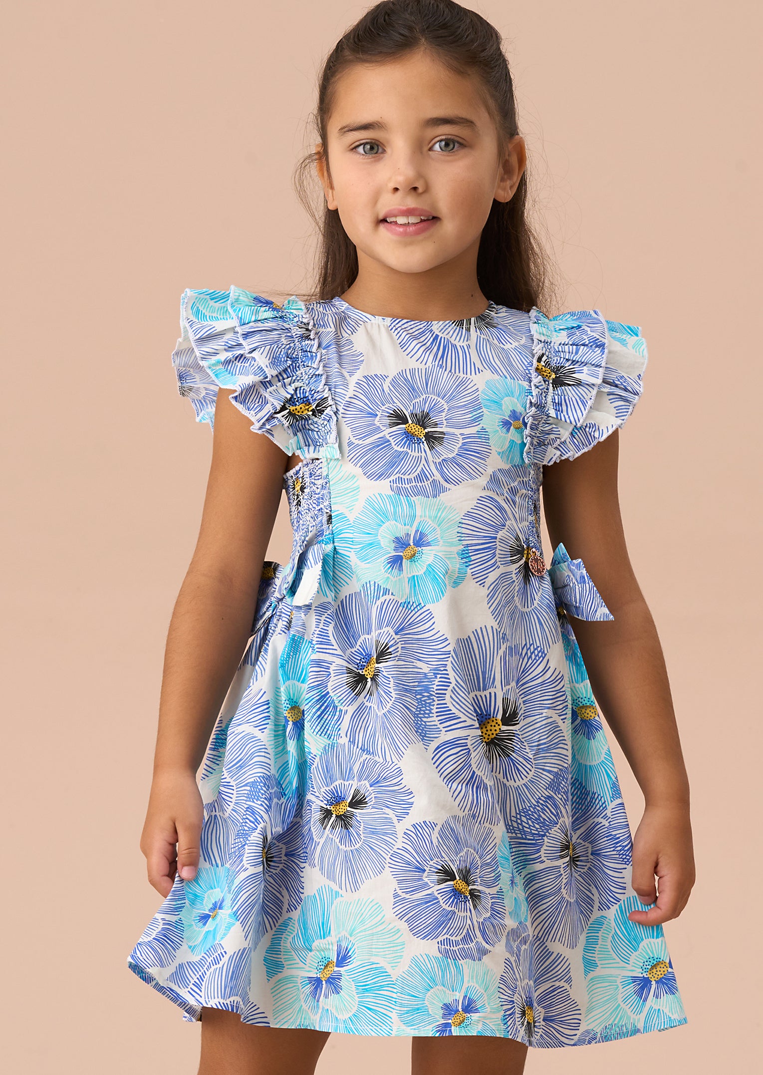 Girls Blue Floral Dress