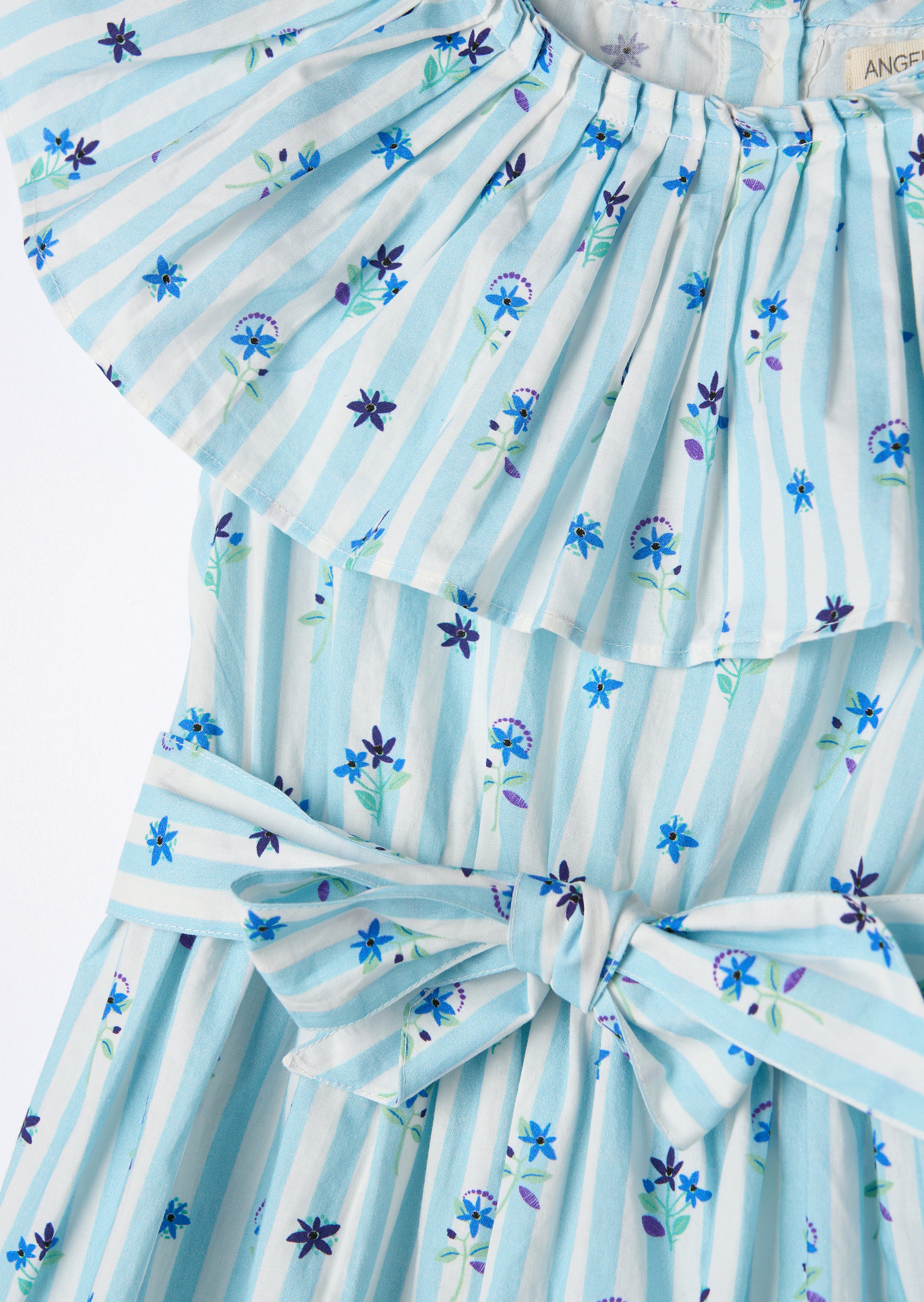 Robe Flori Bleue à Col Plissé