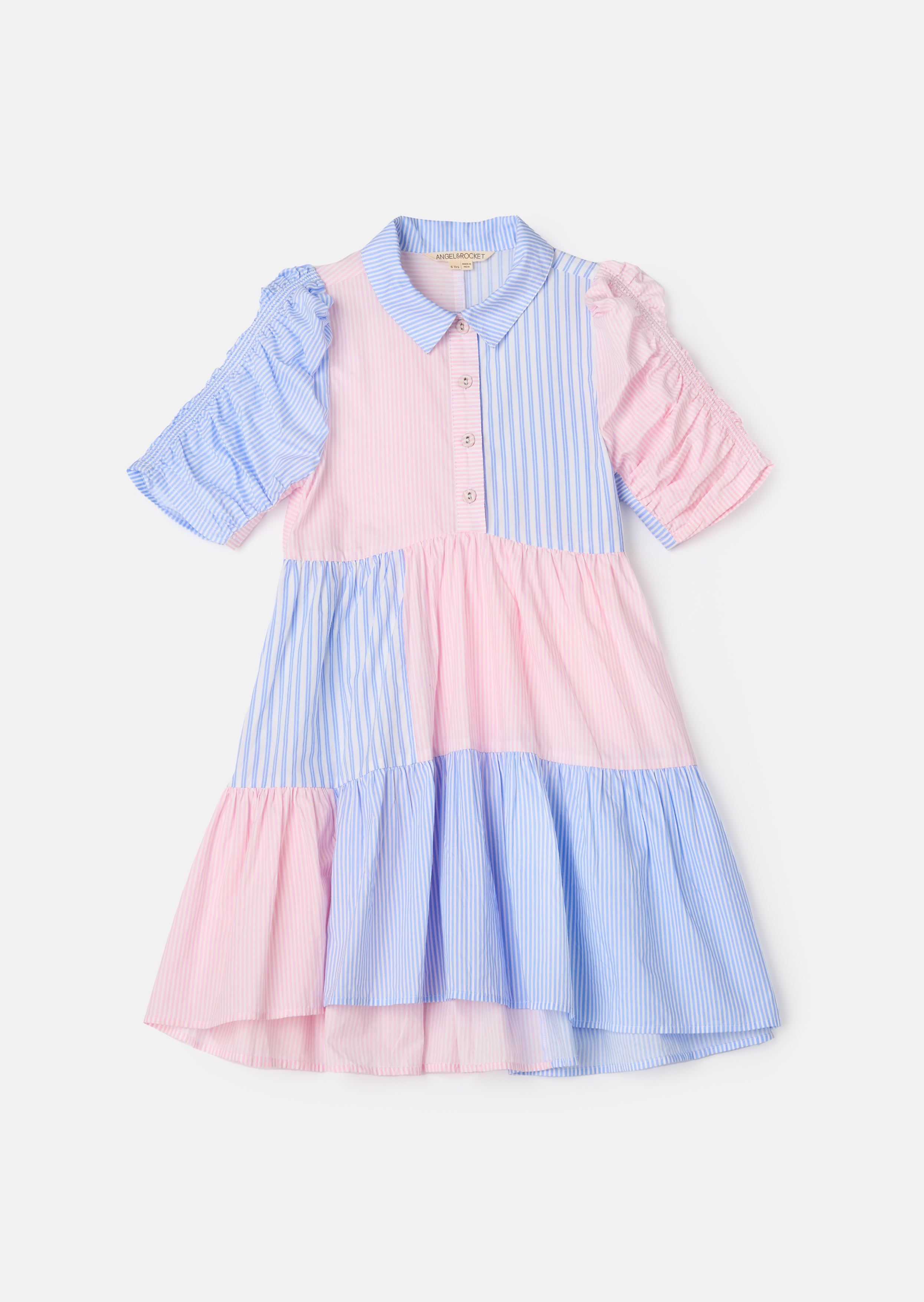 Robe chemise rayée mélange bleu Frankie