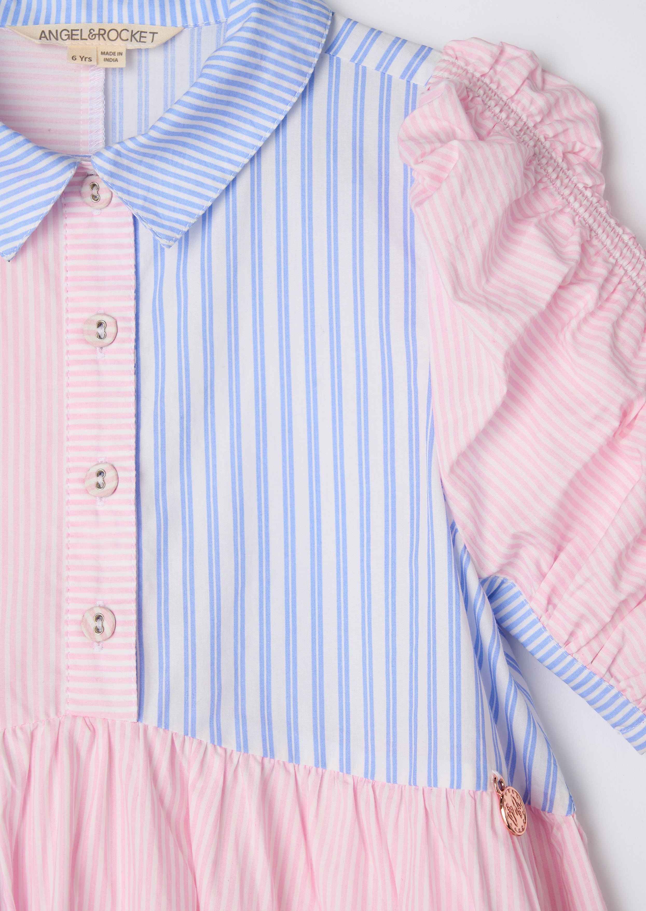 Robe chemise rayée mélange bleu Frankie