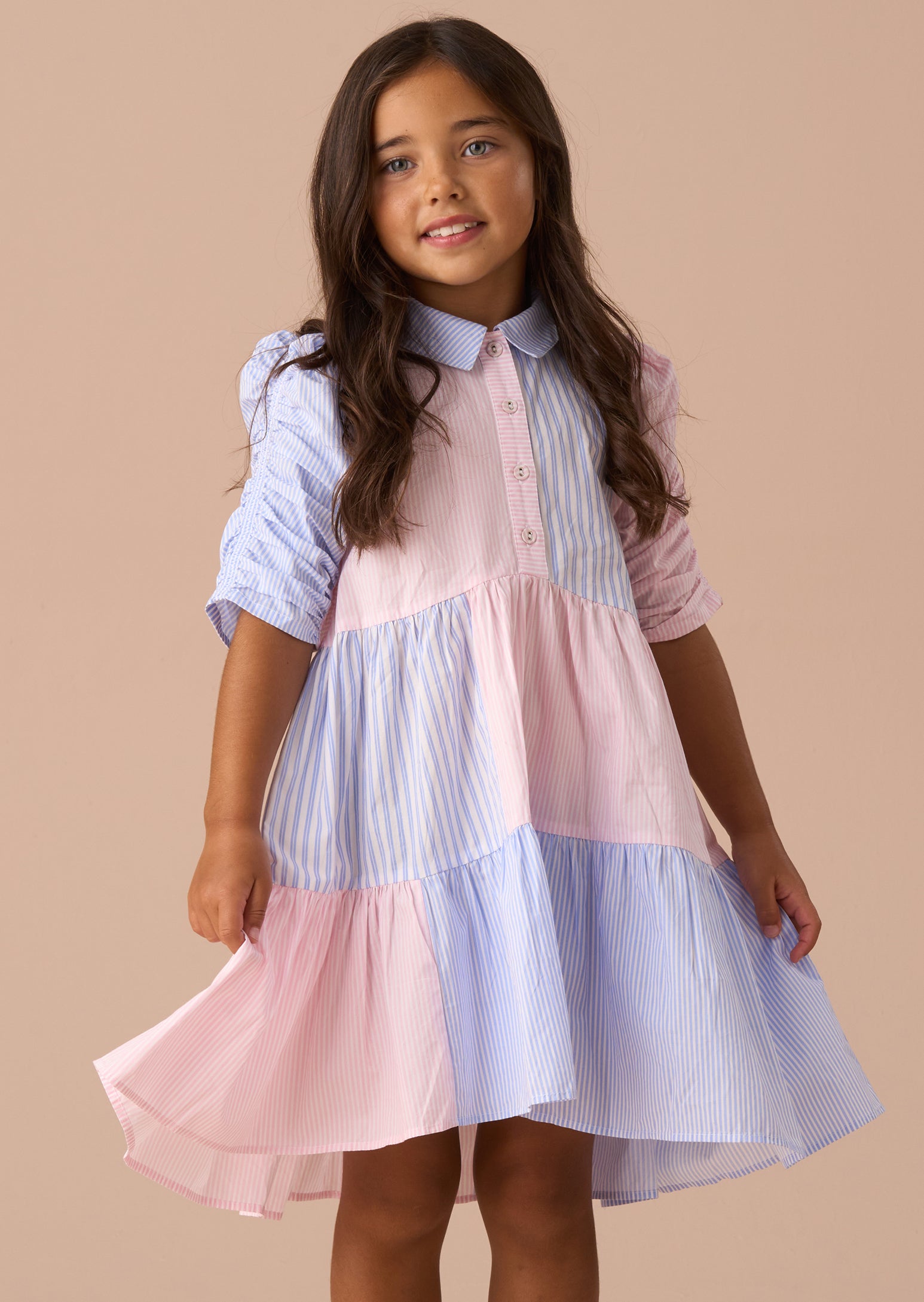 Robe chemise rayée mélange bleu Frankie