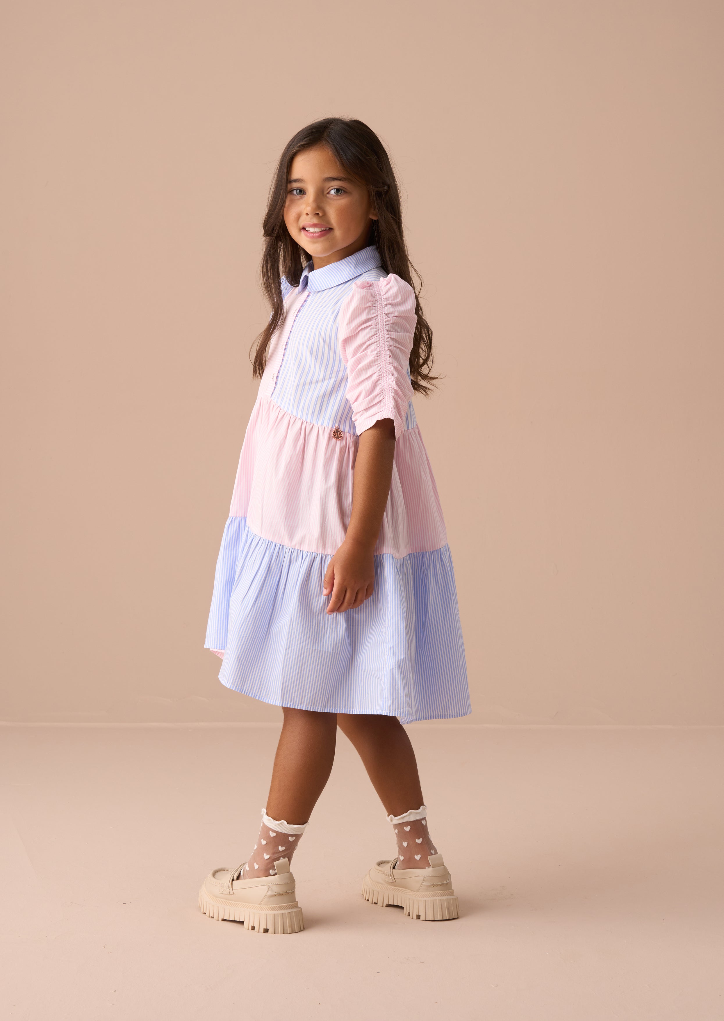 Robe chemise rayée mélange bleu Frankie