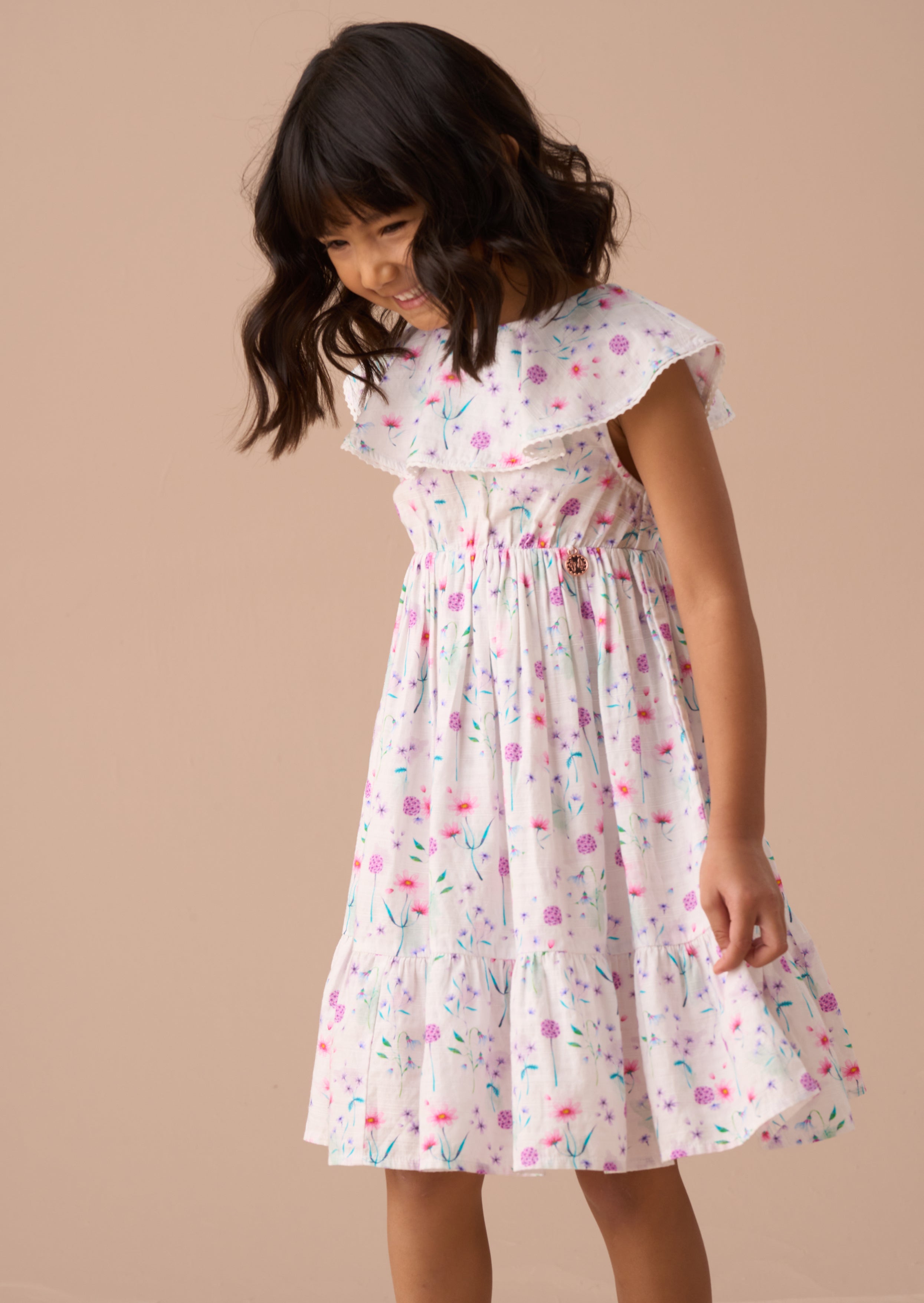 Eloisa White Floral Collar Sundress