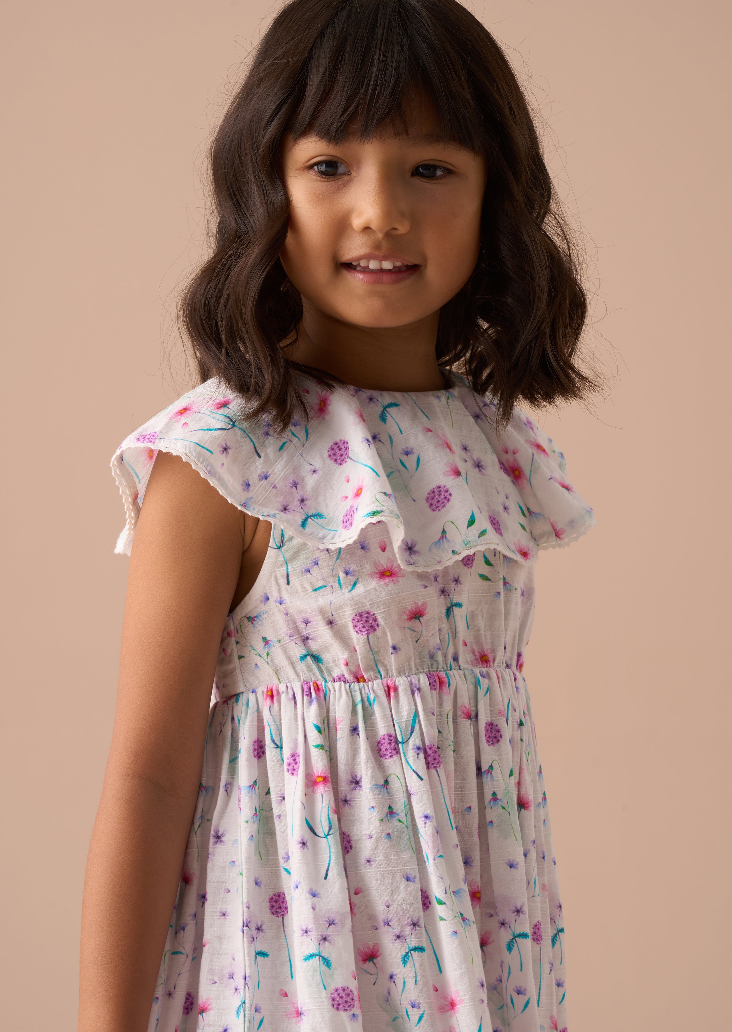 Eloisa White Floral Collar Sundress