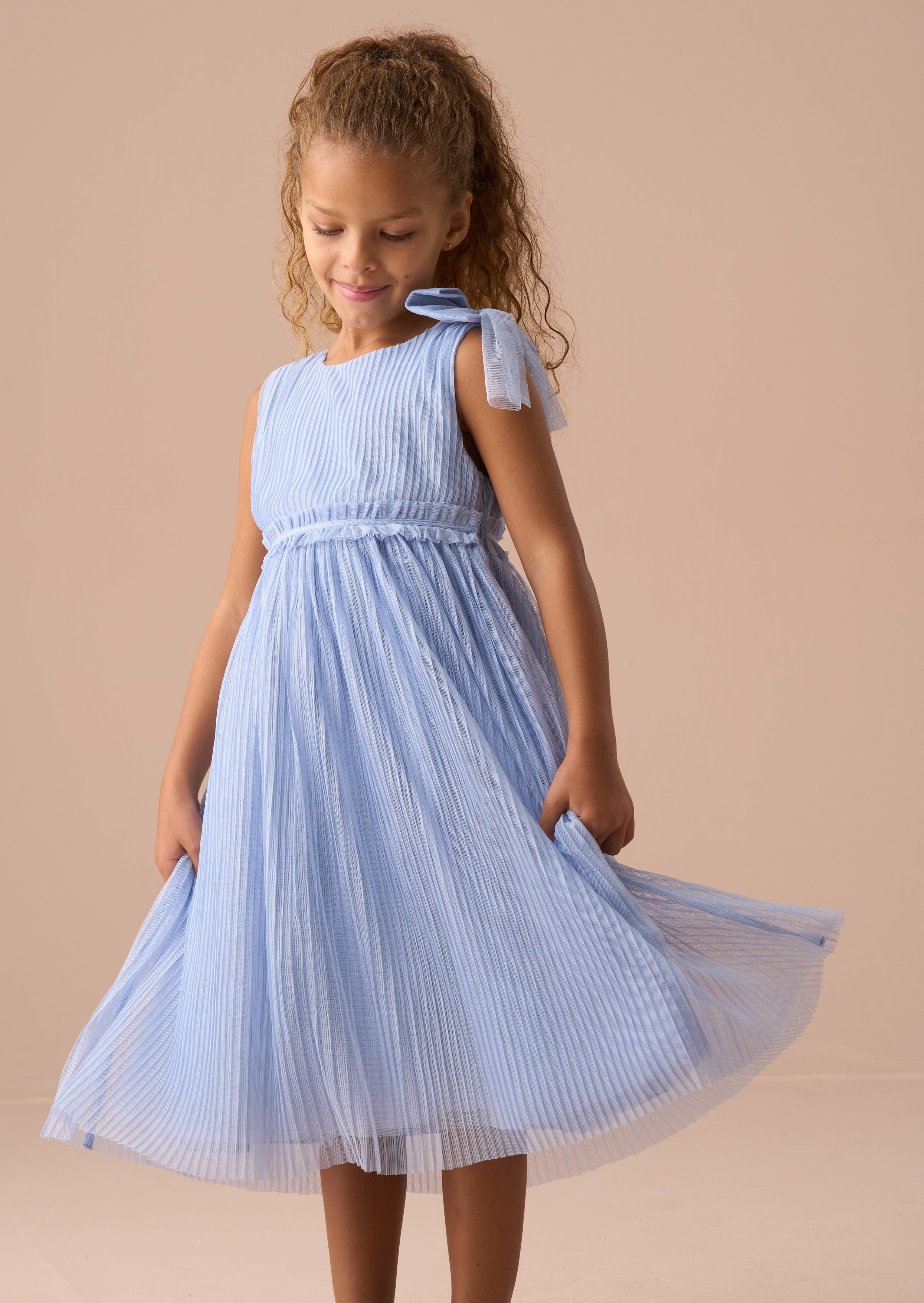 Robe à nœud en tulle bleu Antonia