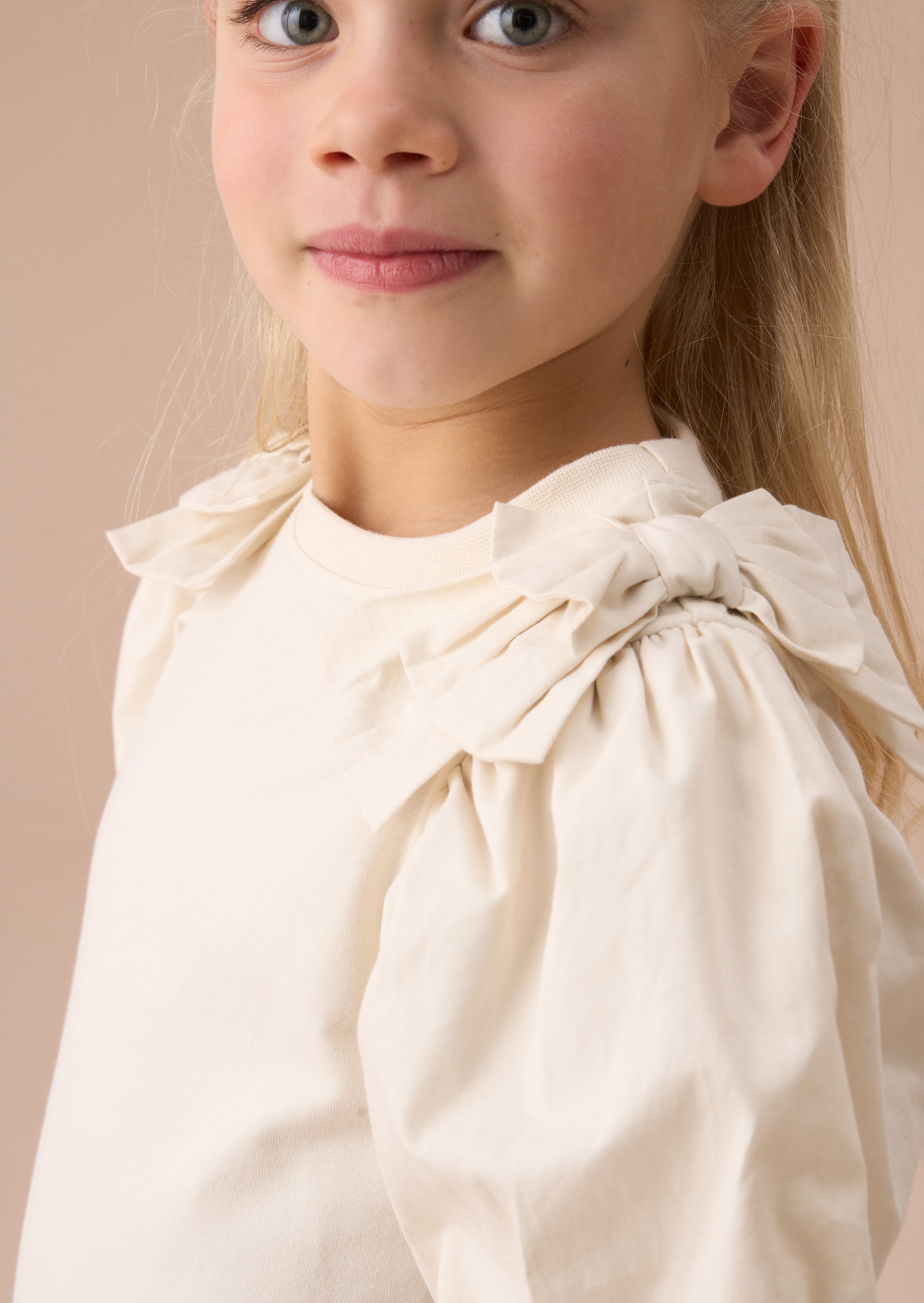 Flossie Elfenbein Schleife Schulter Puffärmel Oberteil