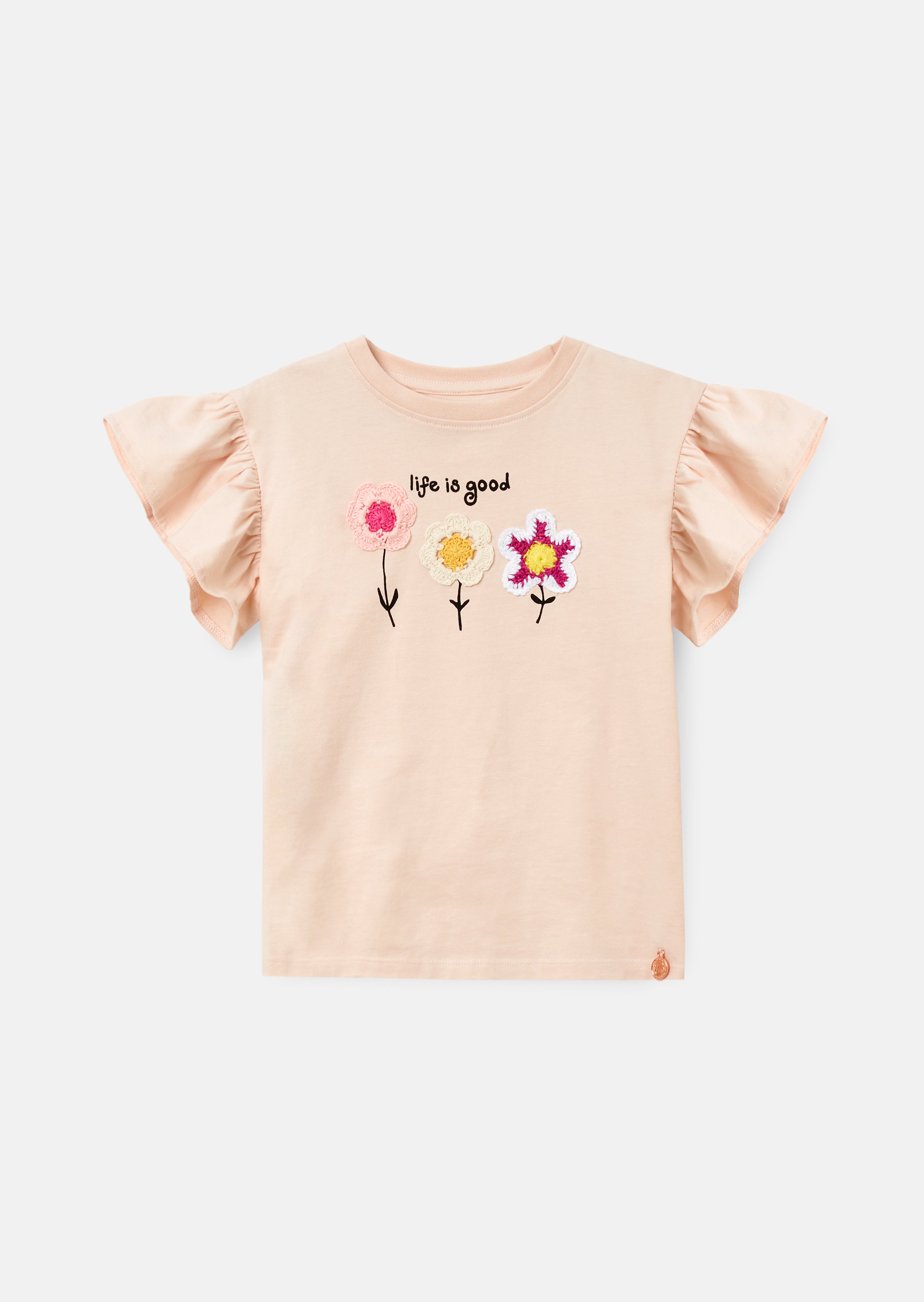 Clara Orange Häkelblumen T-Shirt