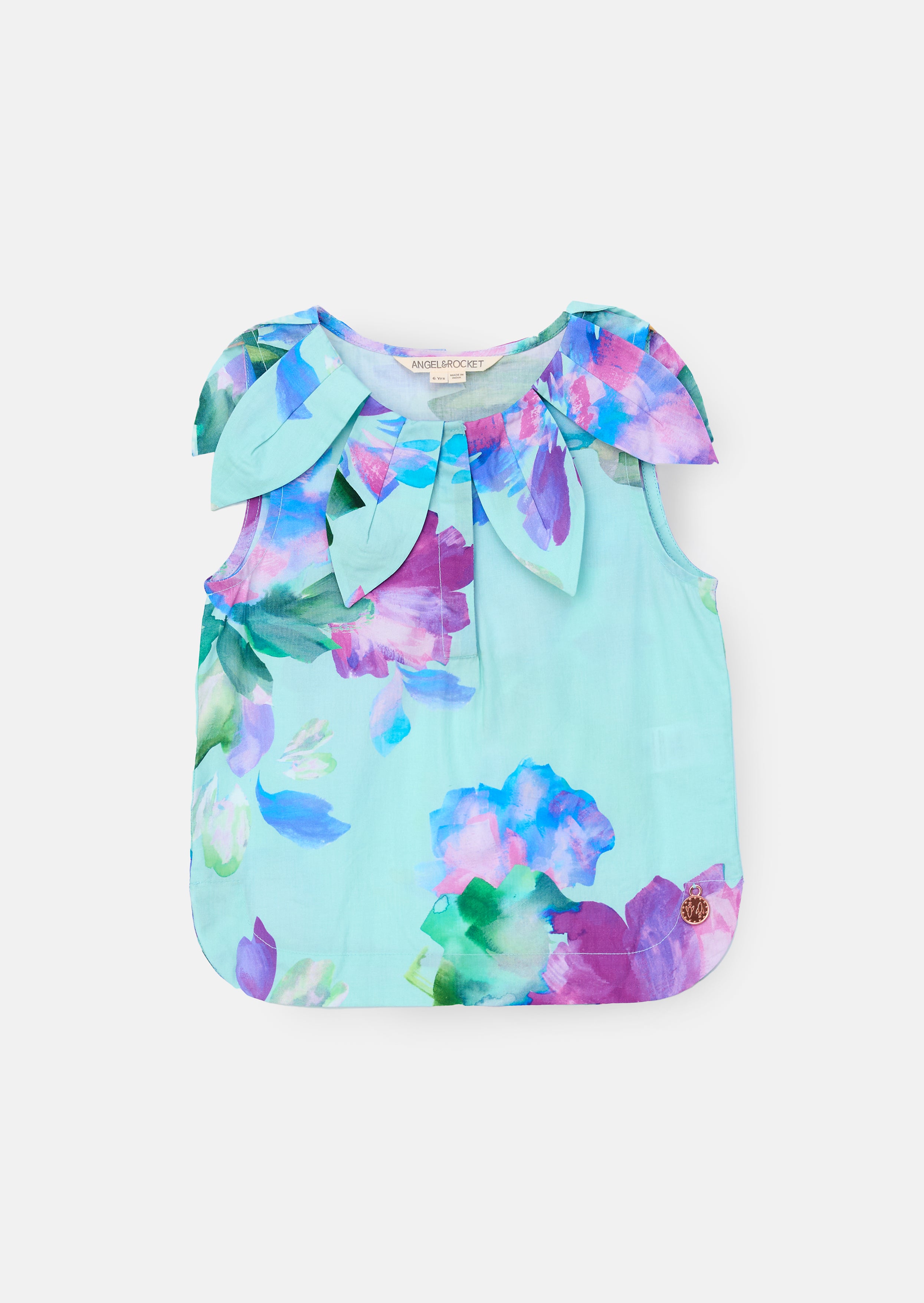 Top con cuello de pétalos Darcy Mint Petal