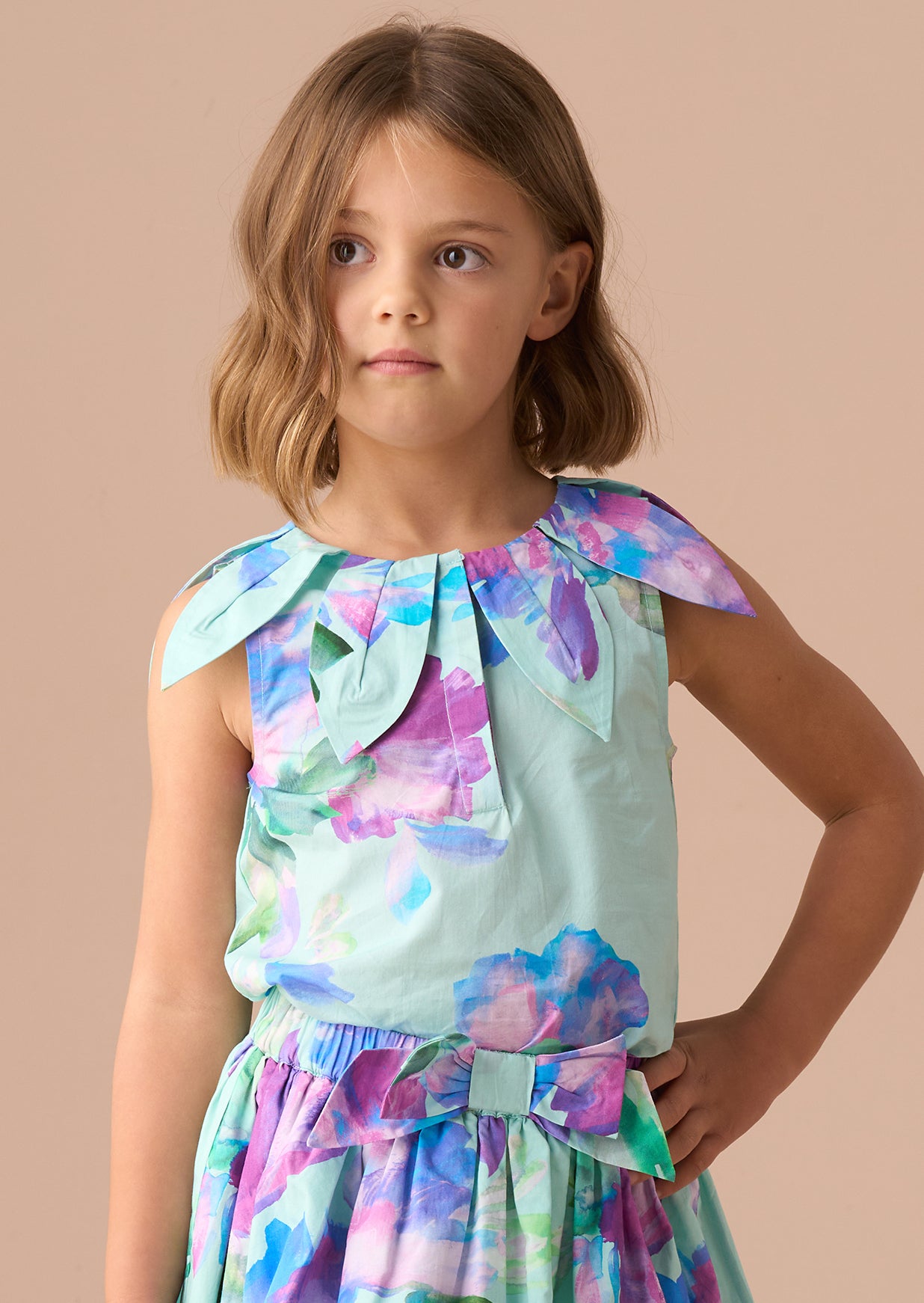 Top con cuello de pétalos Darcy Mint Petal