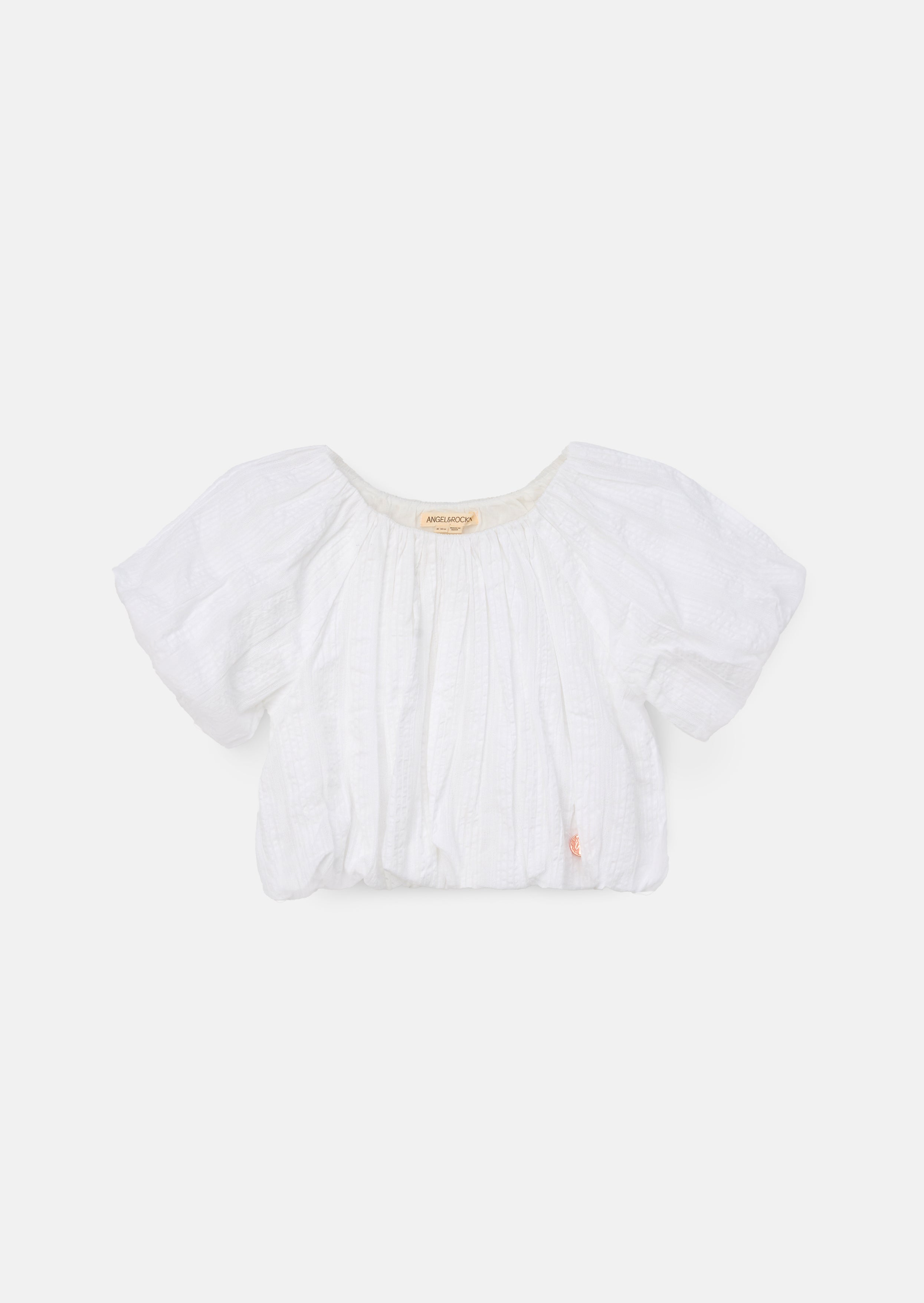 Top Michela blanco con dobladillo burbuja