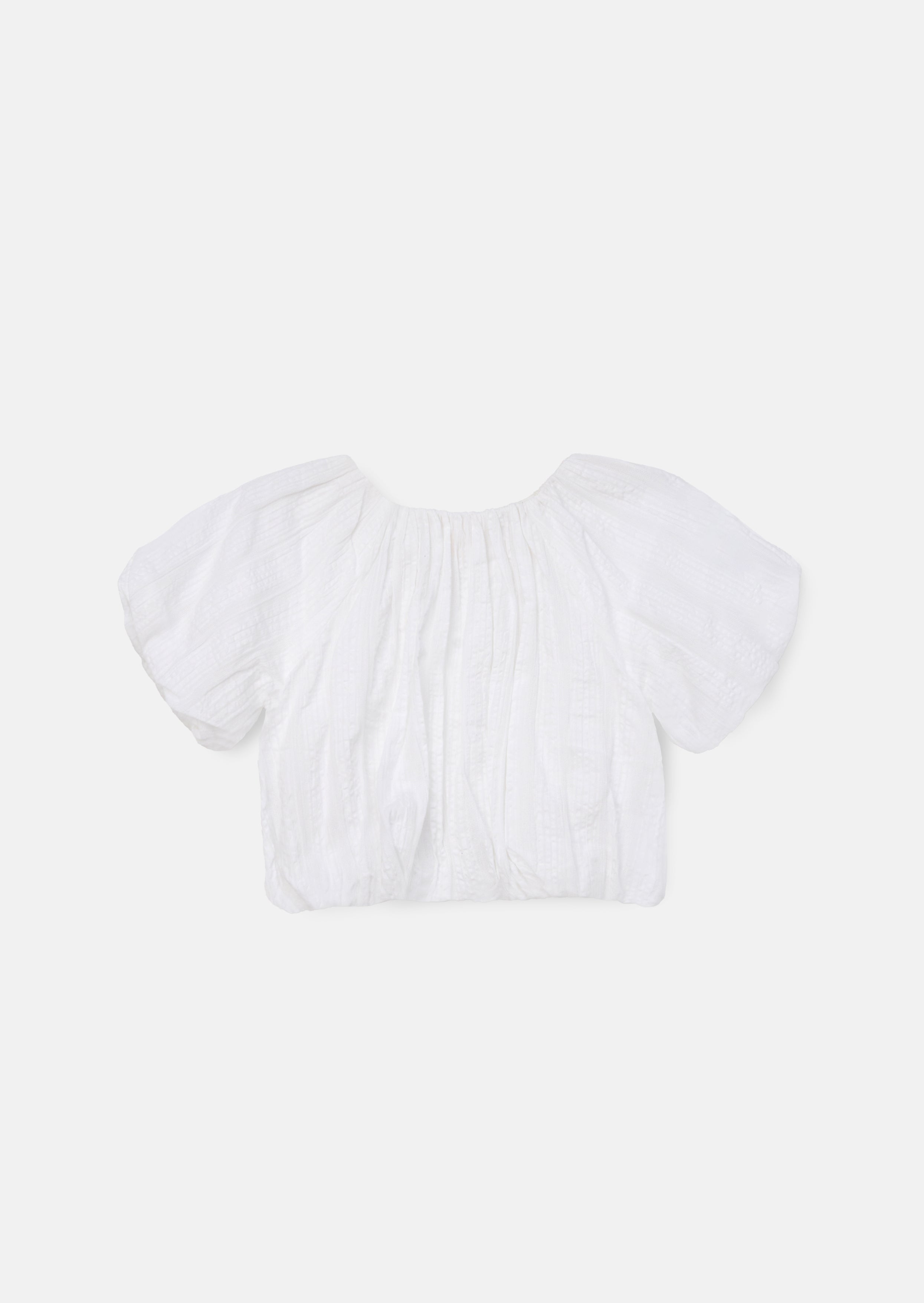 Top Michela blanco con dobladillo burbuja