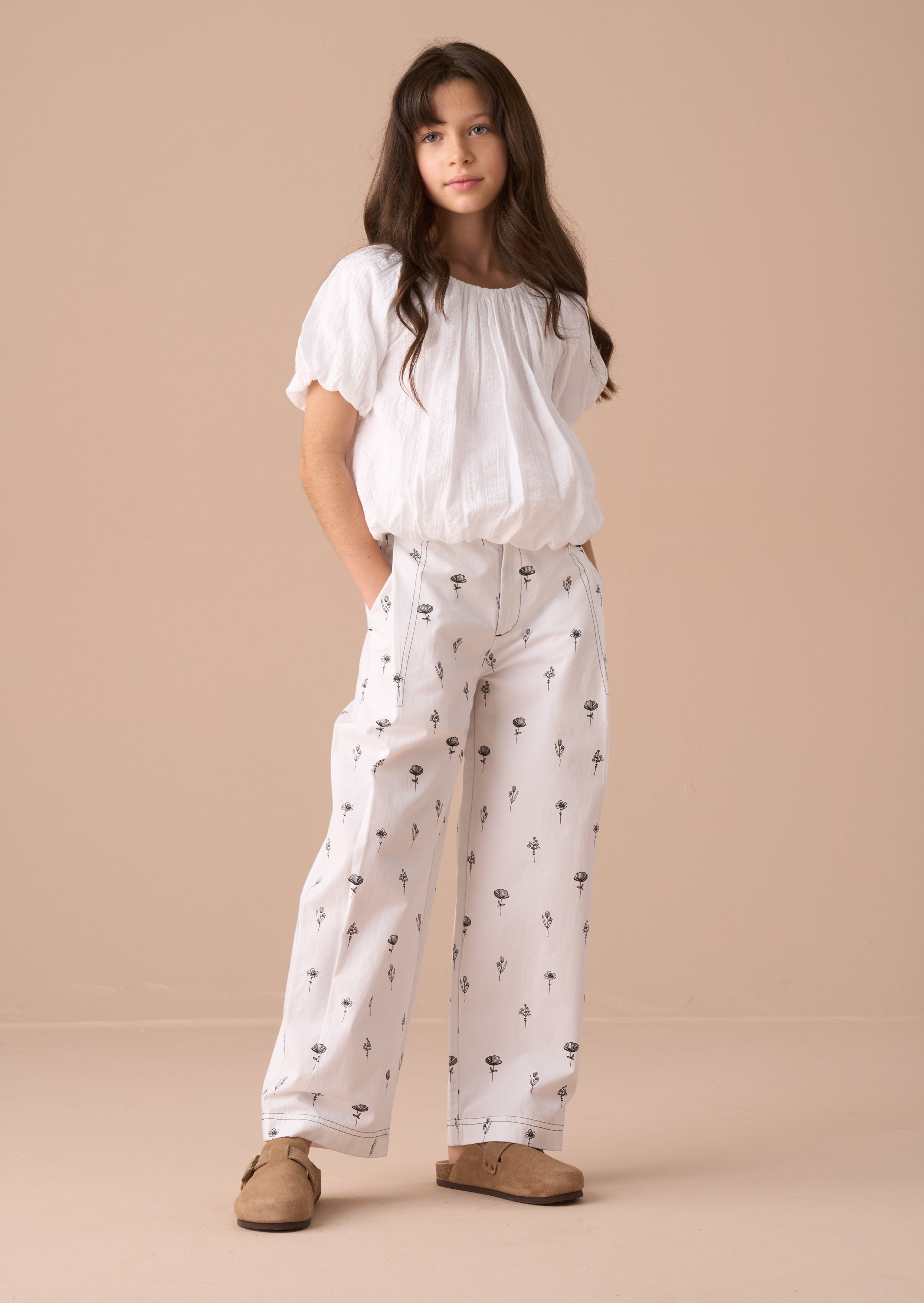 Top Michela blanco con dobladillo burbuja