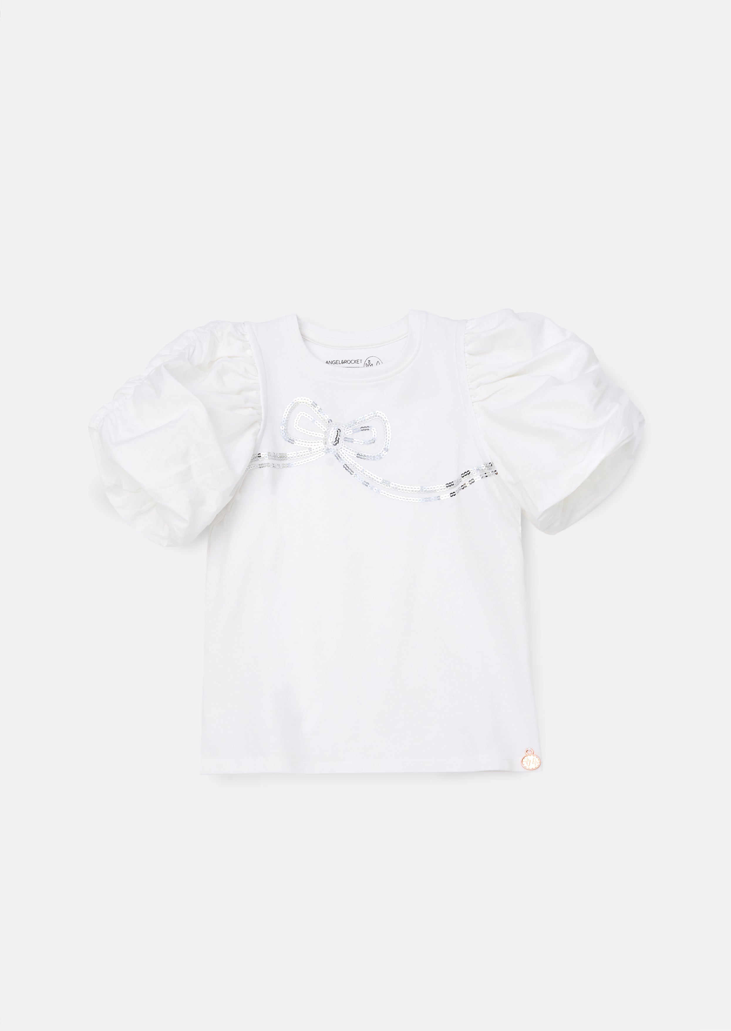 Reene Haut Blanc à Manches Bouffantes