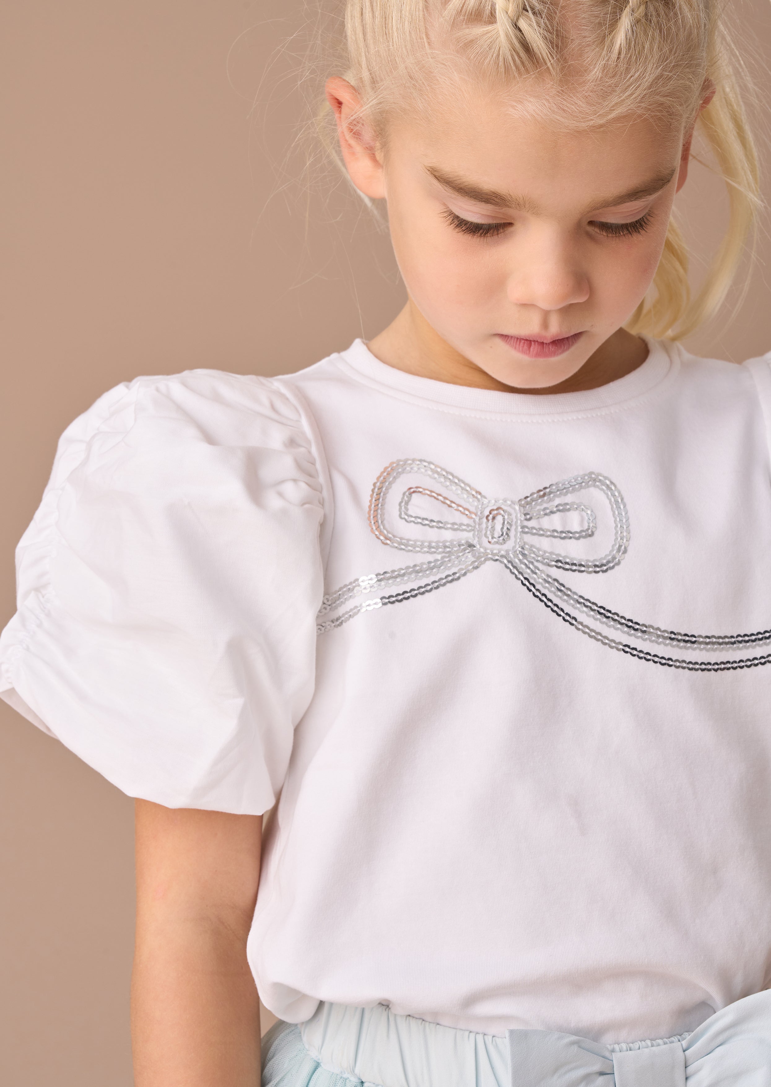 Reene Haut Blanc à Manches Bouffantes