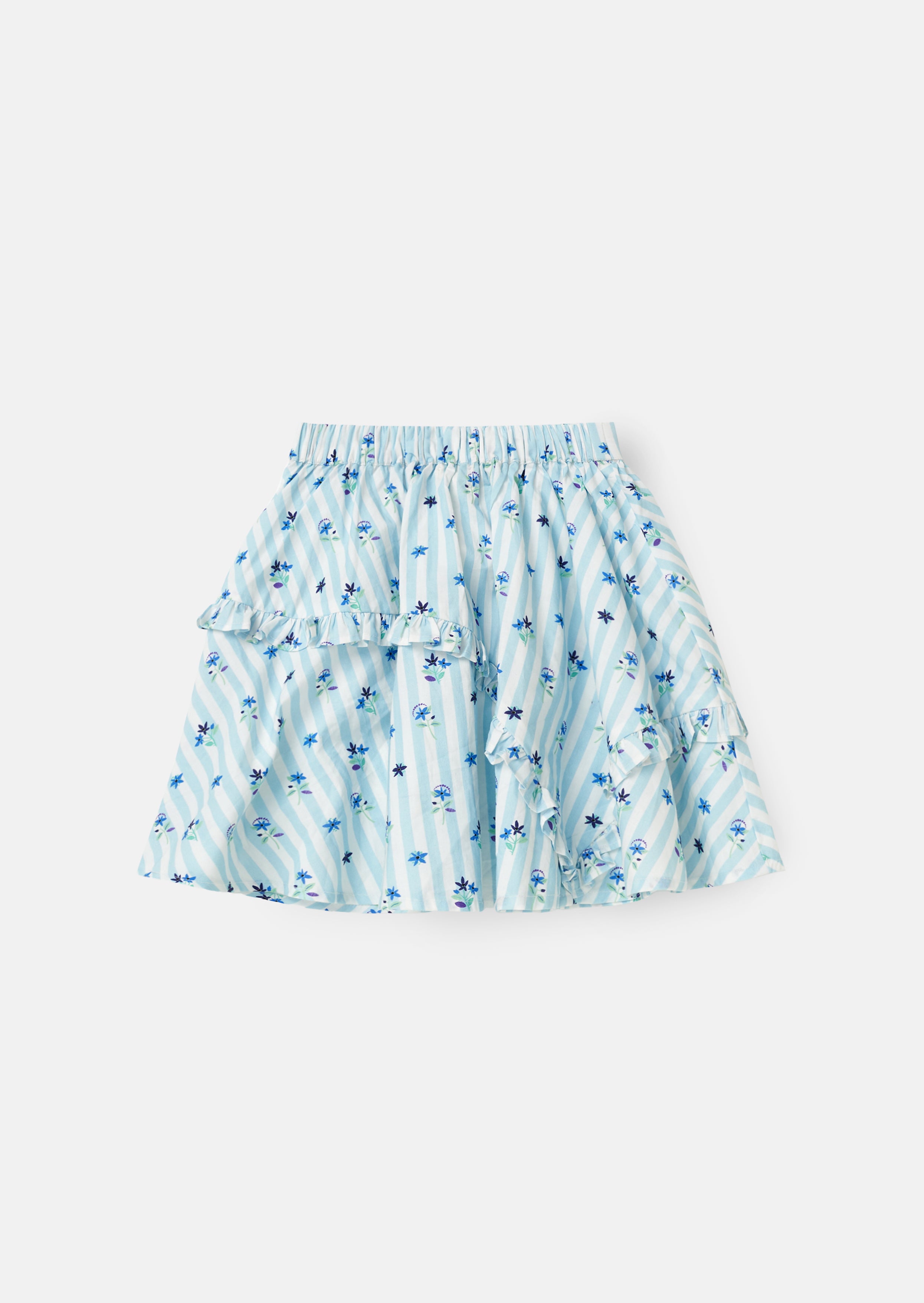 Pia Blue Print Frill Skirt