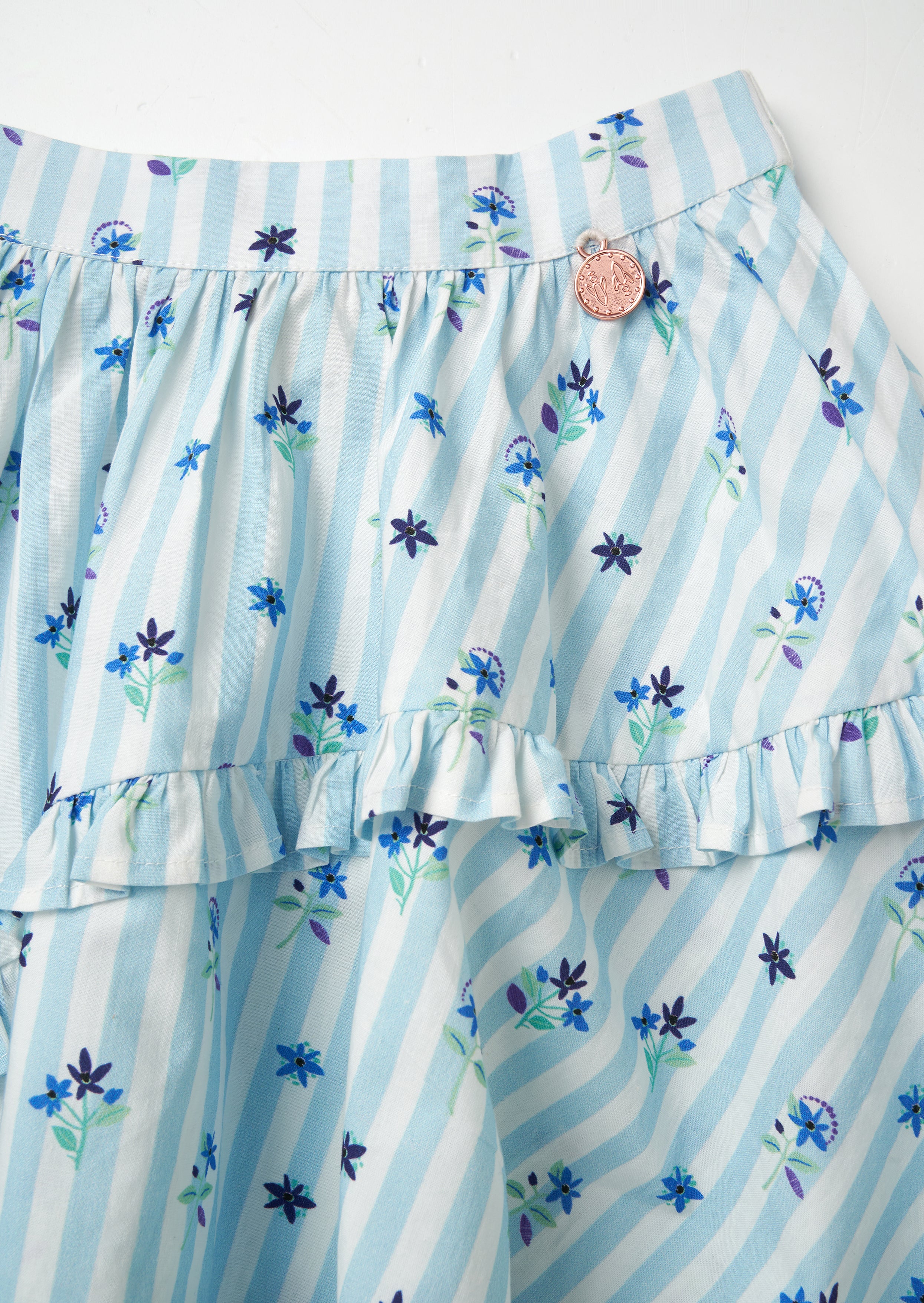 Pia Blue Print Frill Skirt