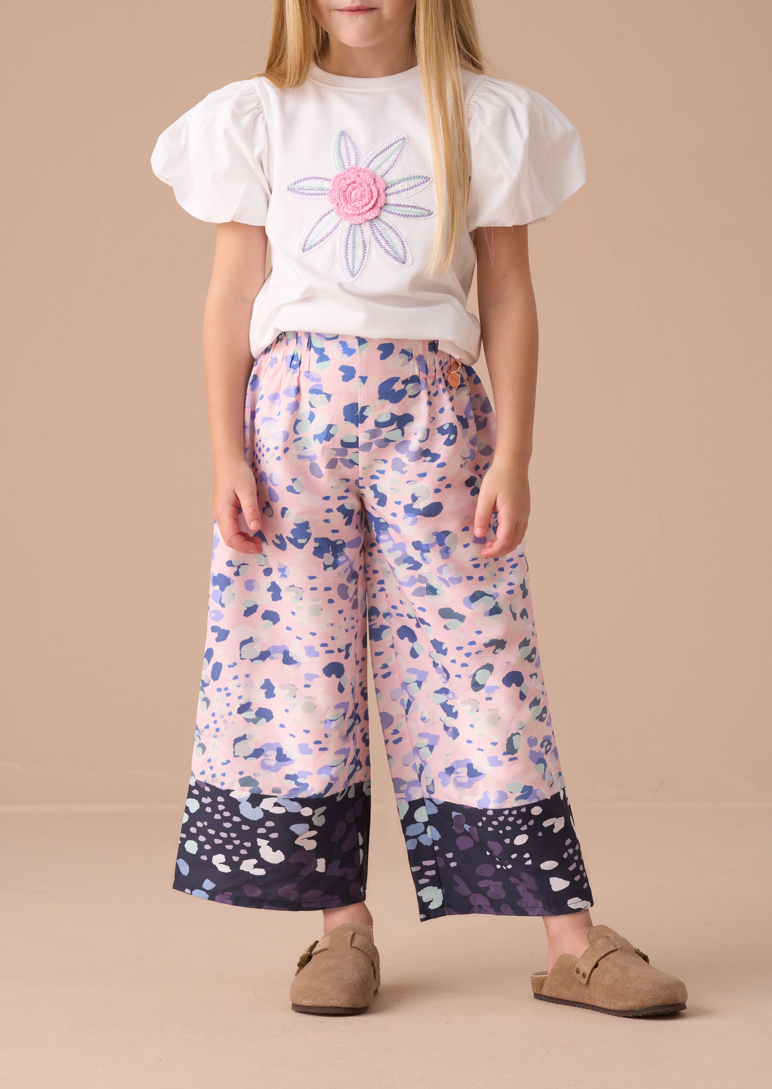 Pantalones estampados con borde rosa Patti