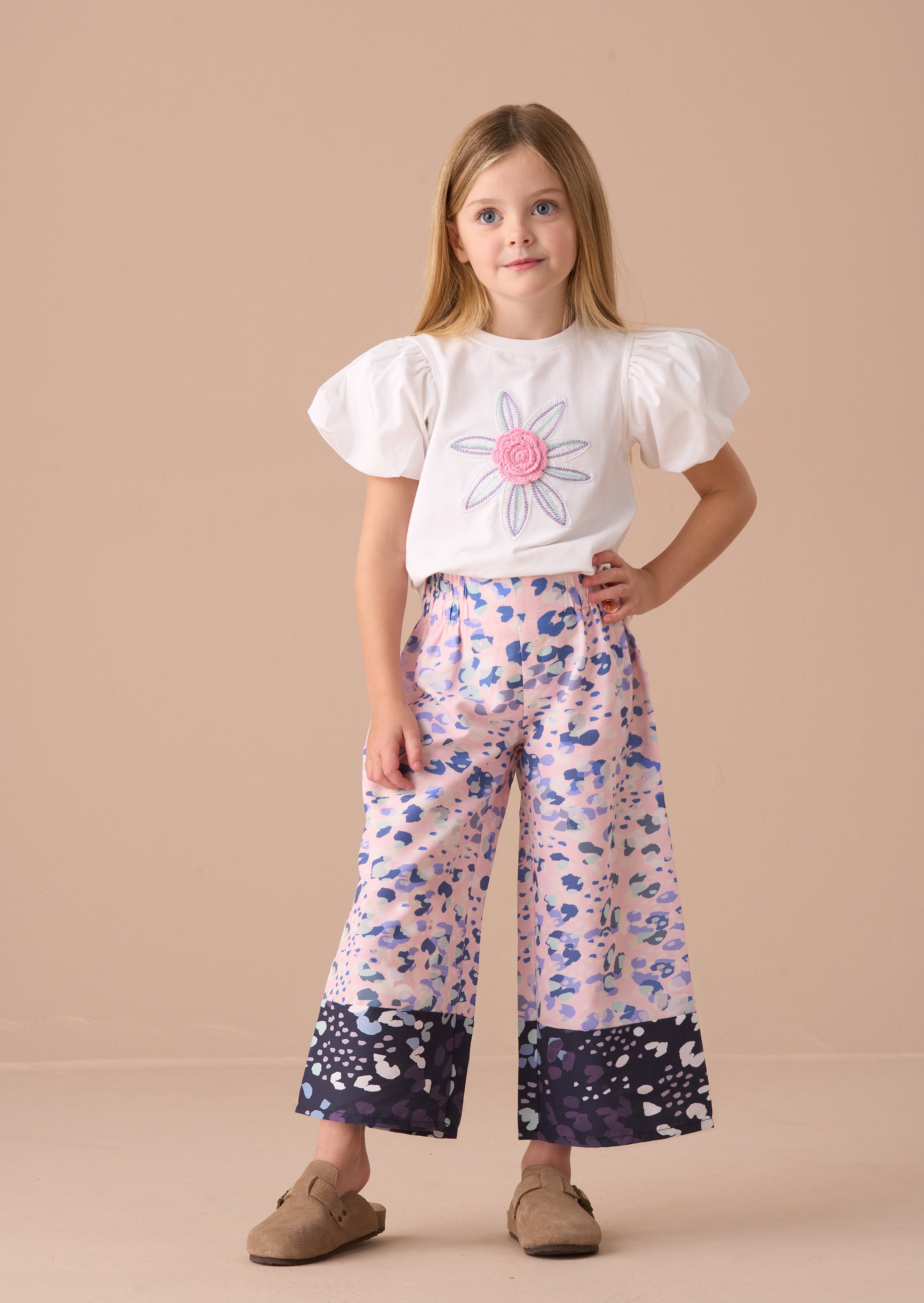 Pantalones estampados con borde rosa Patti