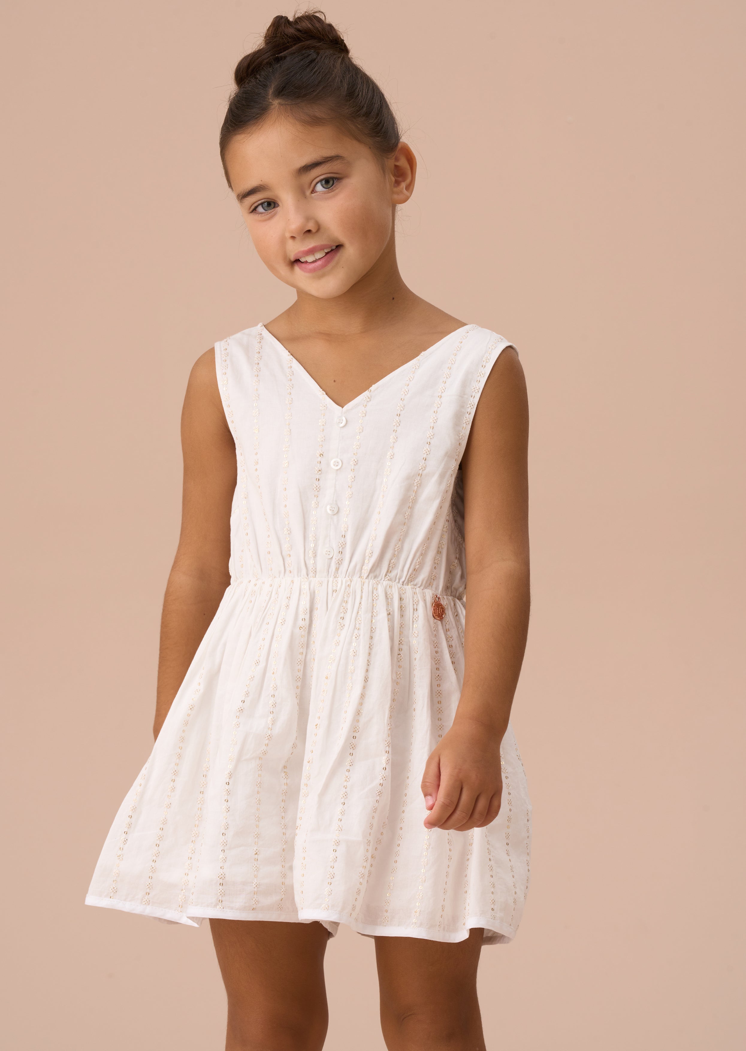 Valentina Elfenbein Pailletten Bestickter Playsuit