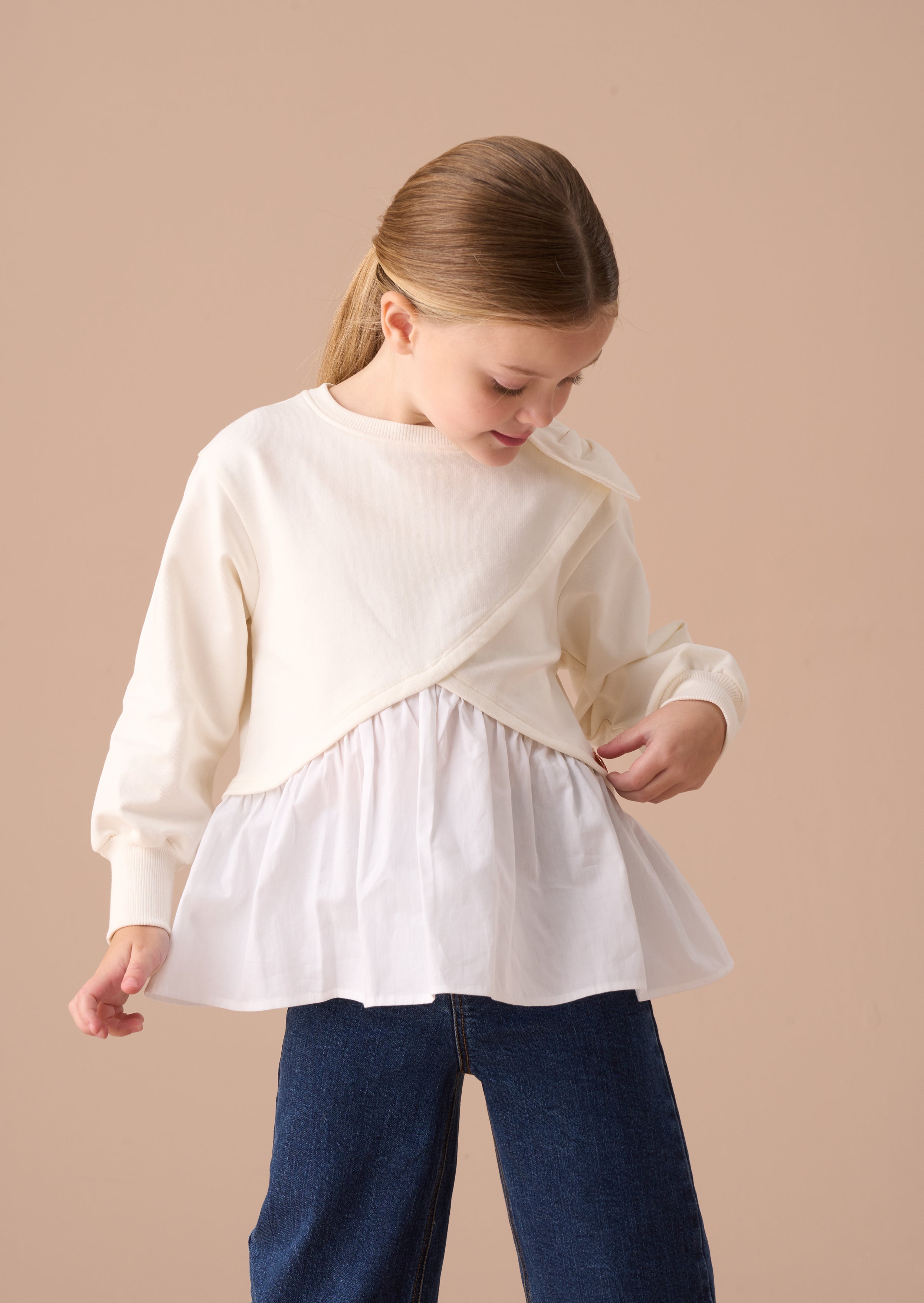 Lauren geschichteter Wickel-Pullover