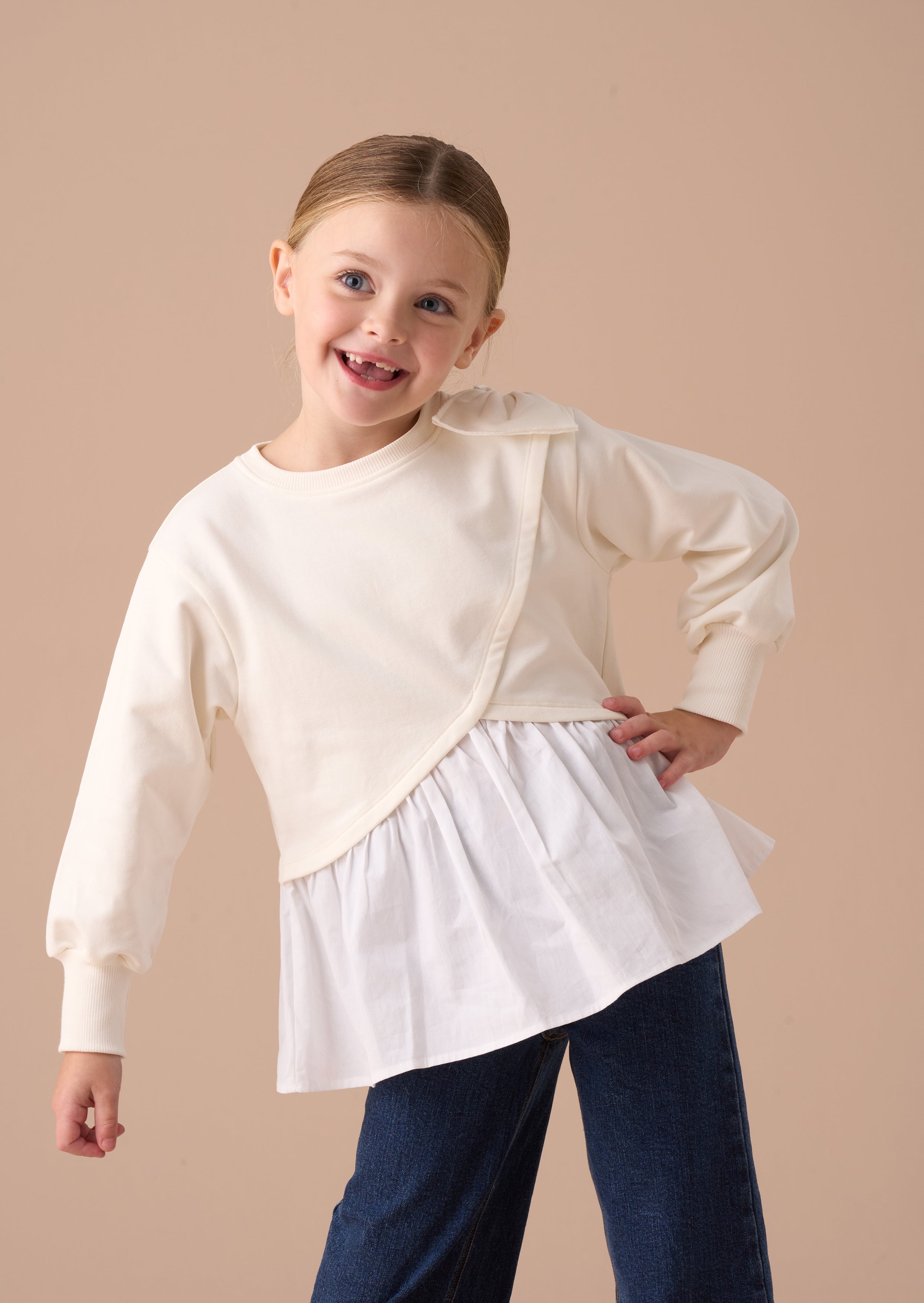 Lauren geschichteter Wickel-Pullover