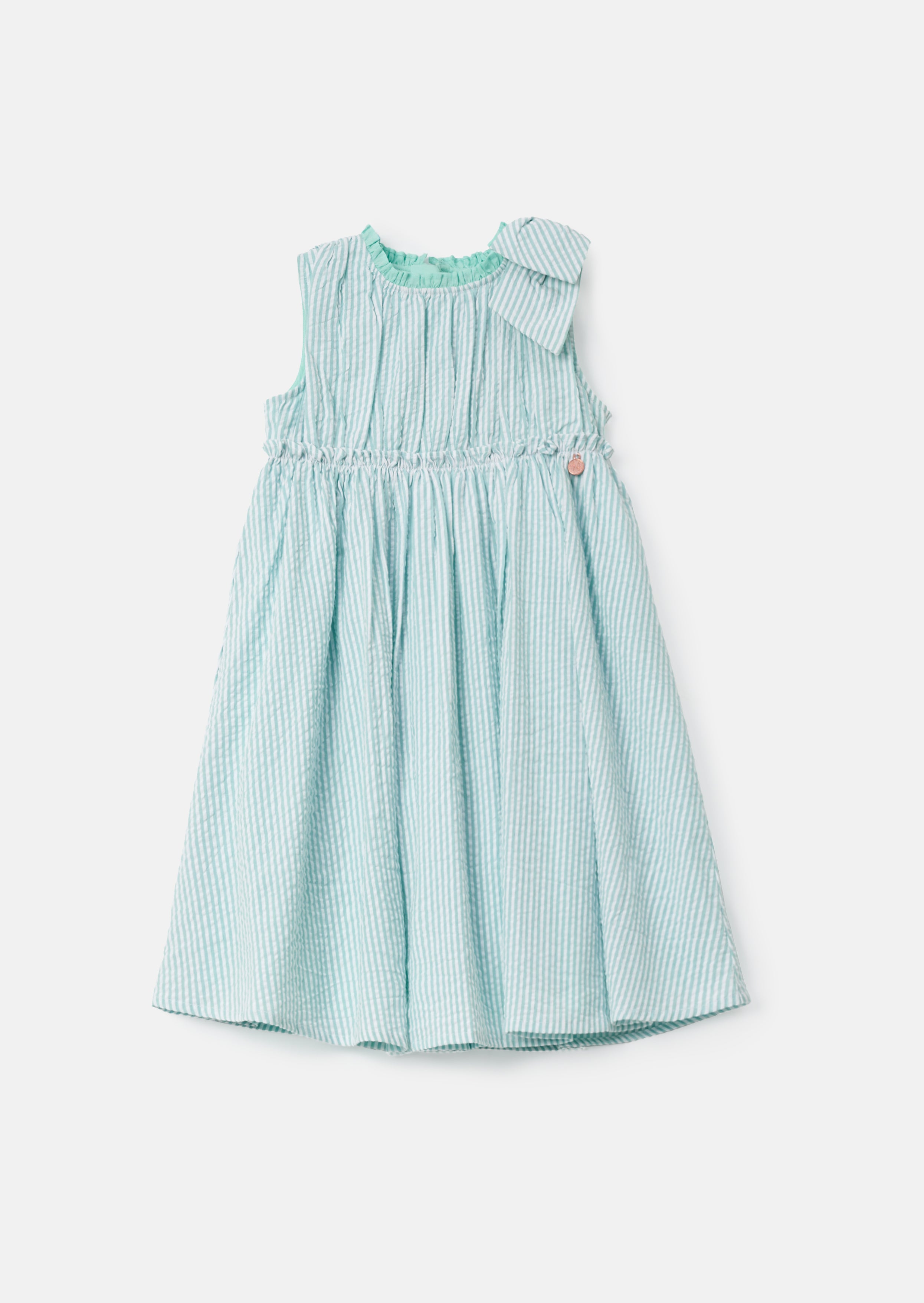 Vestido de rayas de seersucker Giana Mint