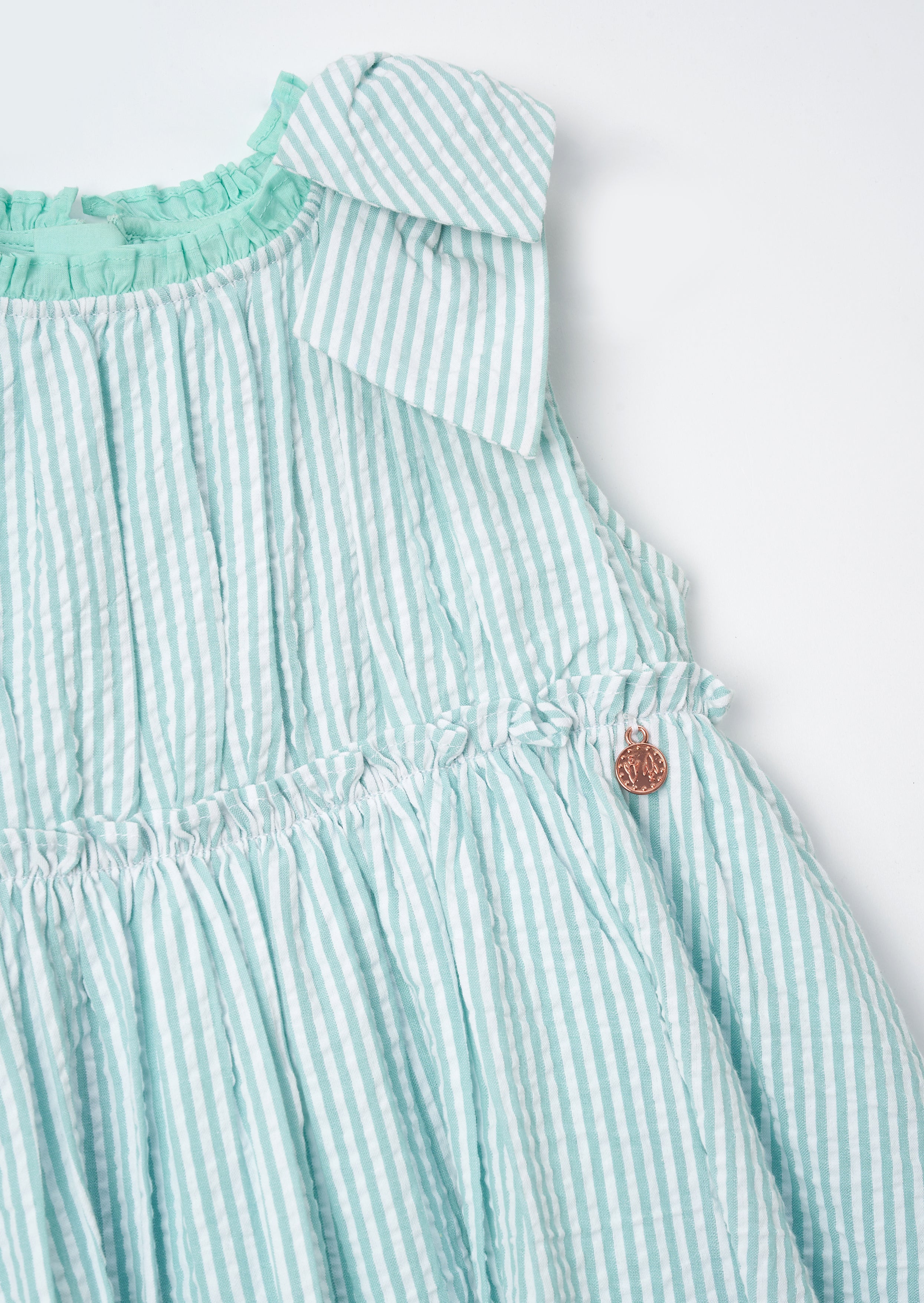 Vestido de rayas de seersucker Giana Mint