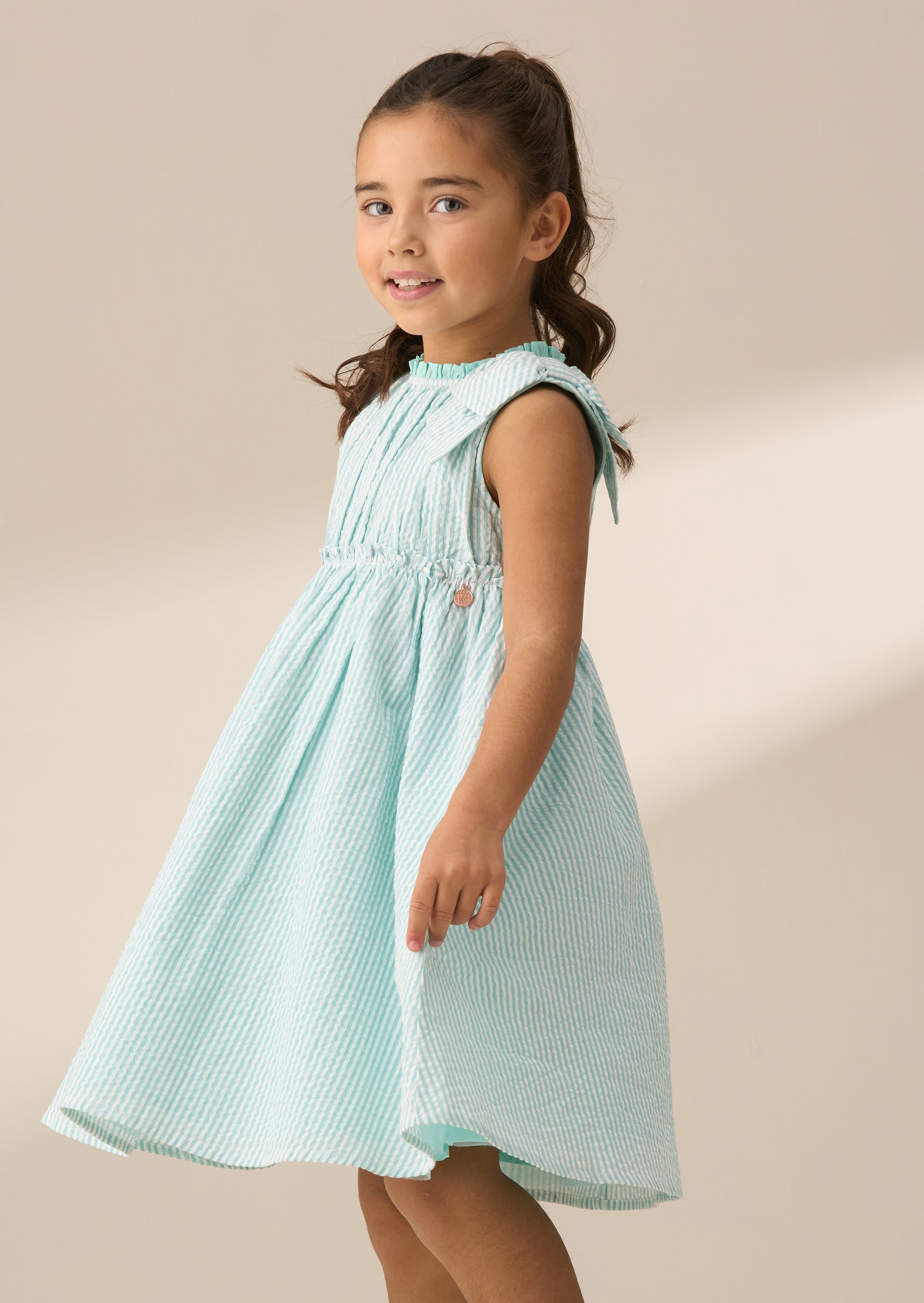 Vestido de rayas de seersucker Giana Mint