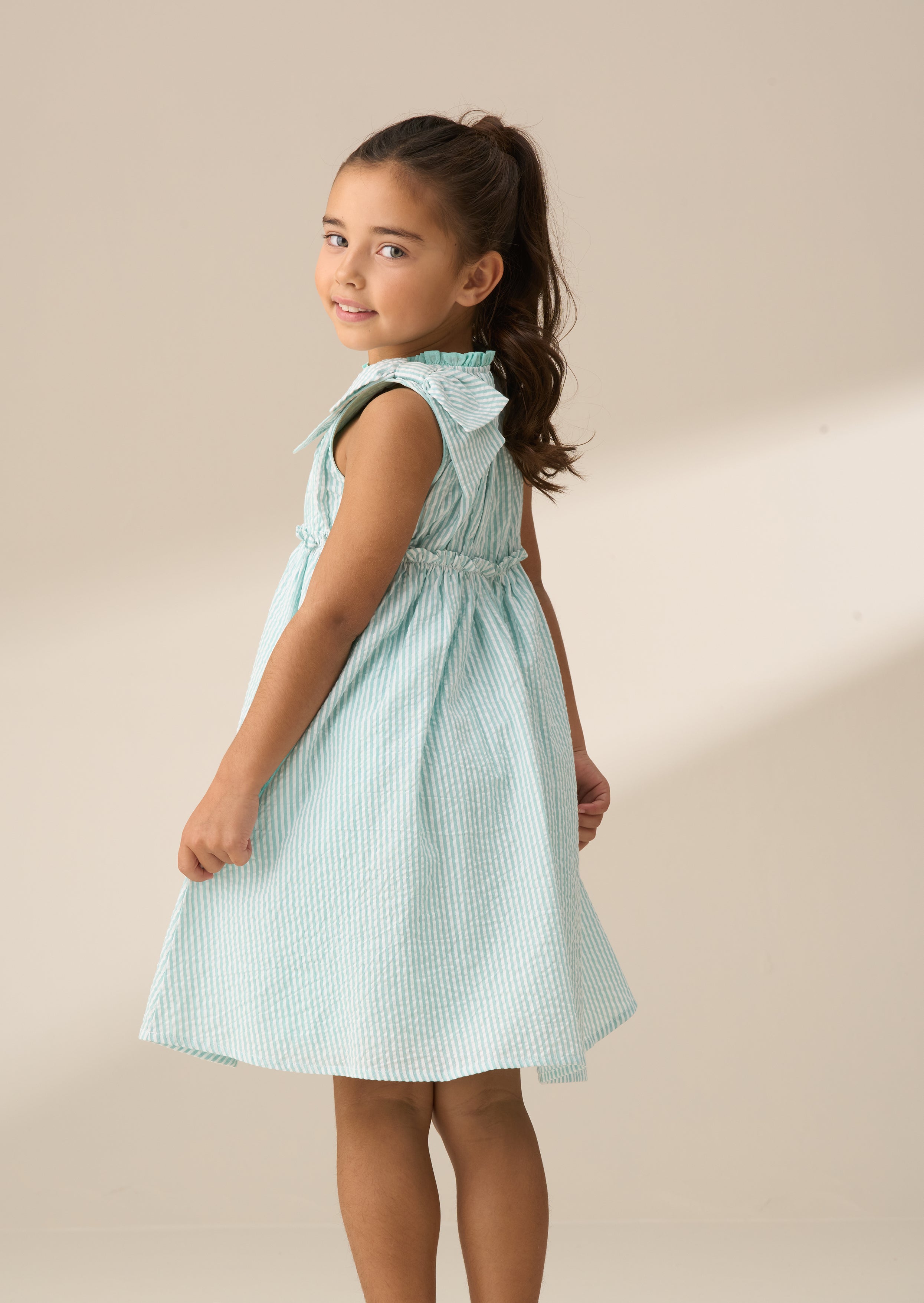 Vestido de rayas de seersucker Giana Mint