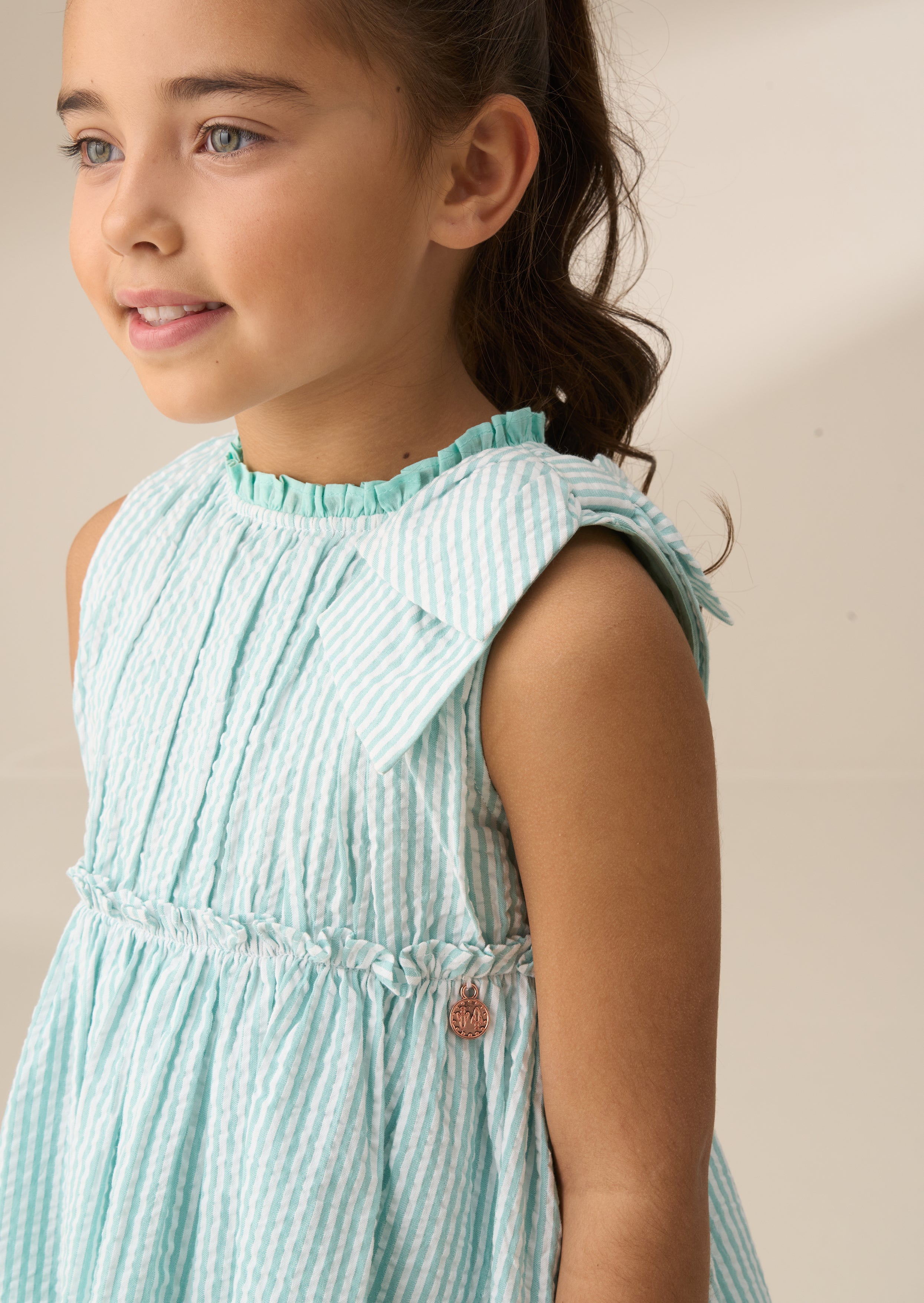 Vestido de rayas de seersucker Giana Mint
