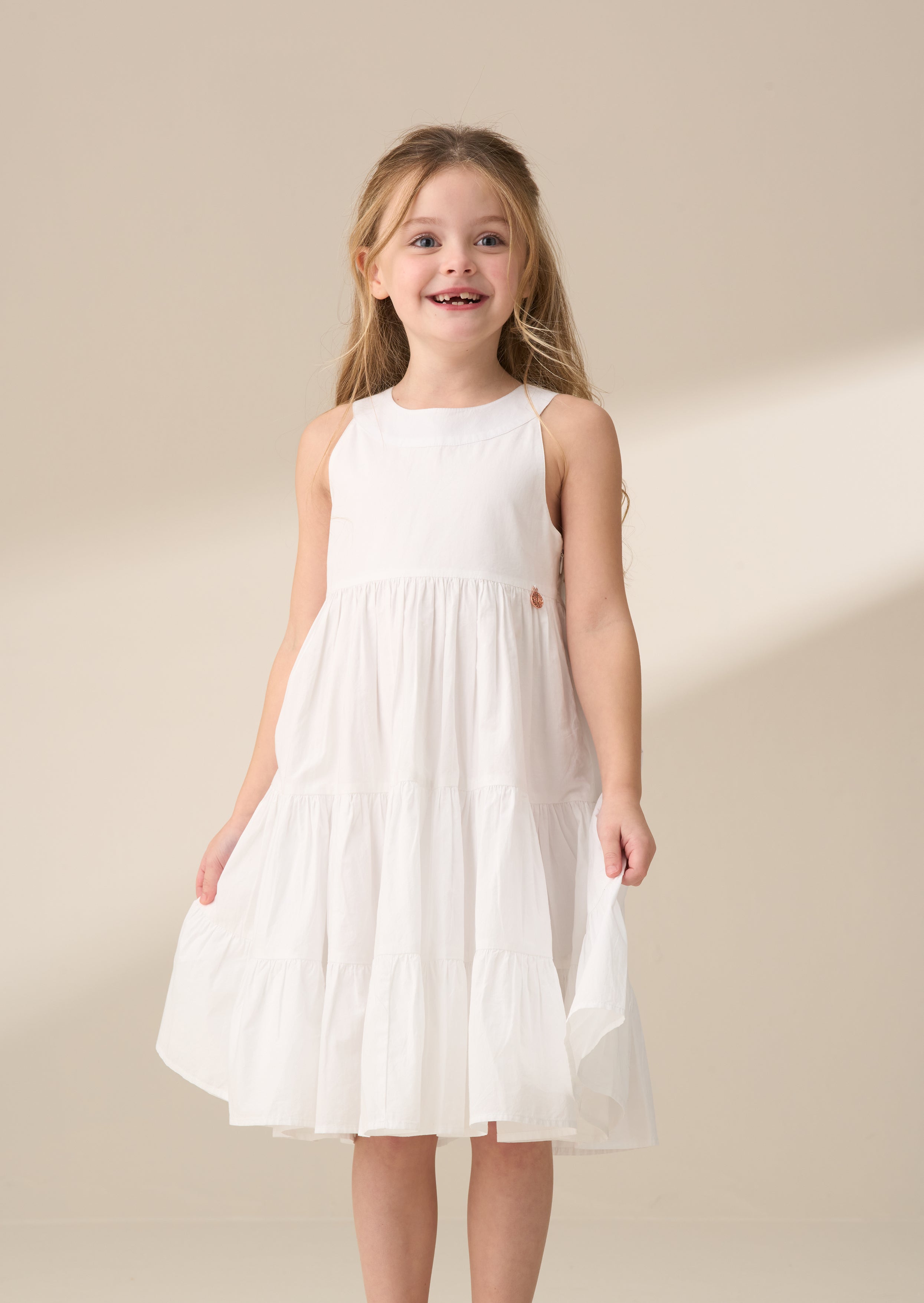 Sukienka Demi White Tiered Bow Back