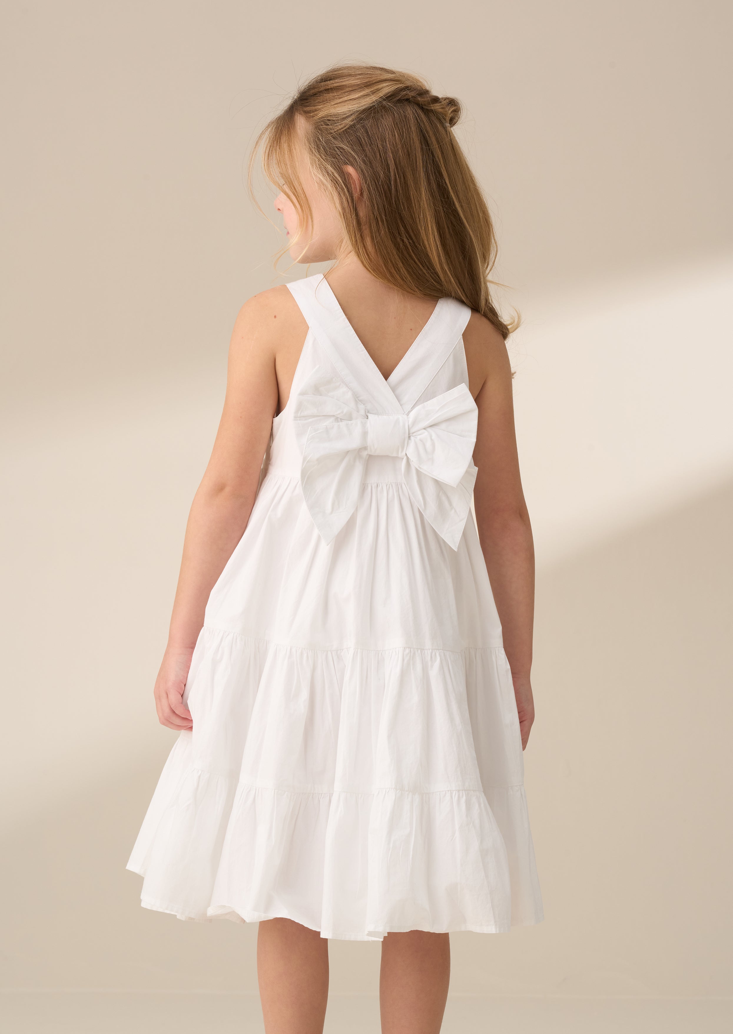 Sukienka Demi White Tiered Bow Back