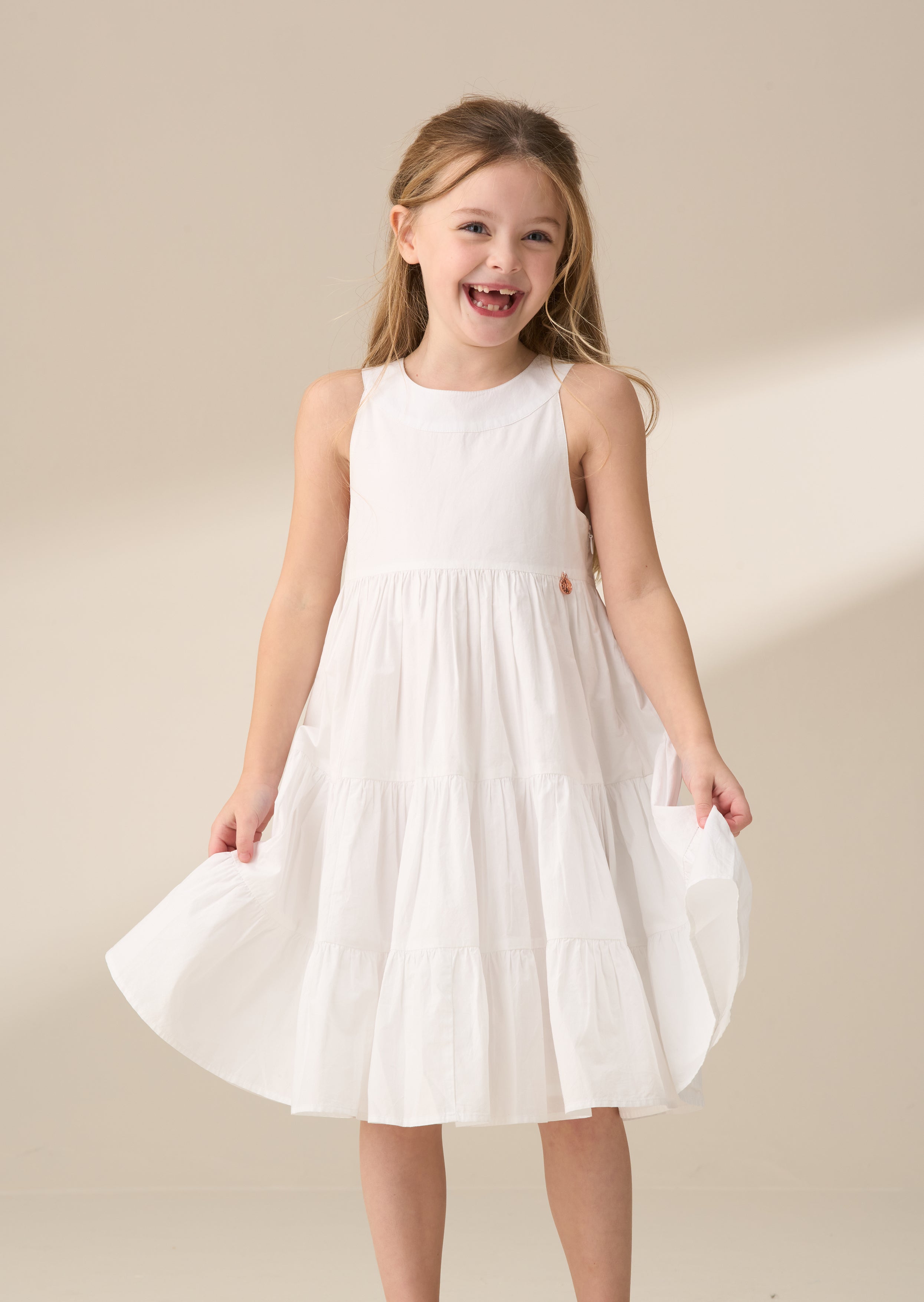 Sukienka Demi White Tiered Bow Back