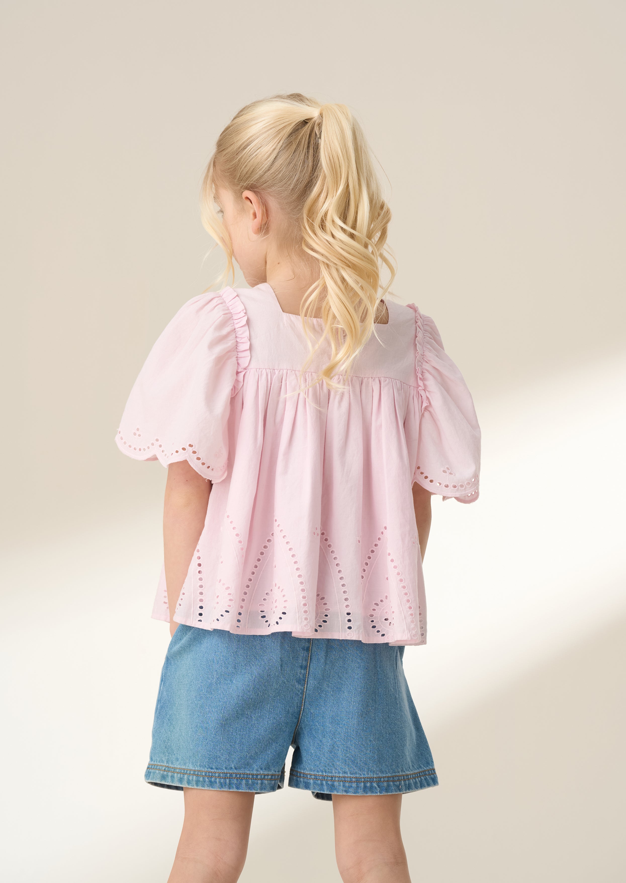 Top in cotone rosa intrecciato Flo