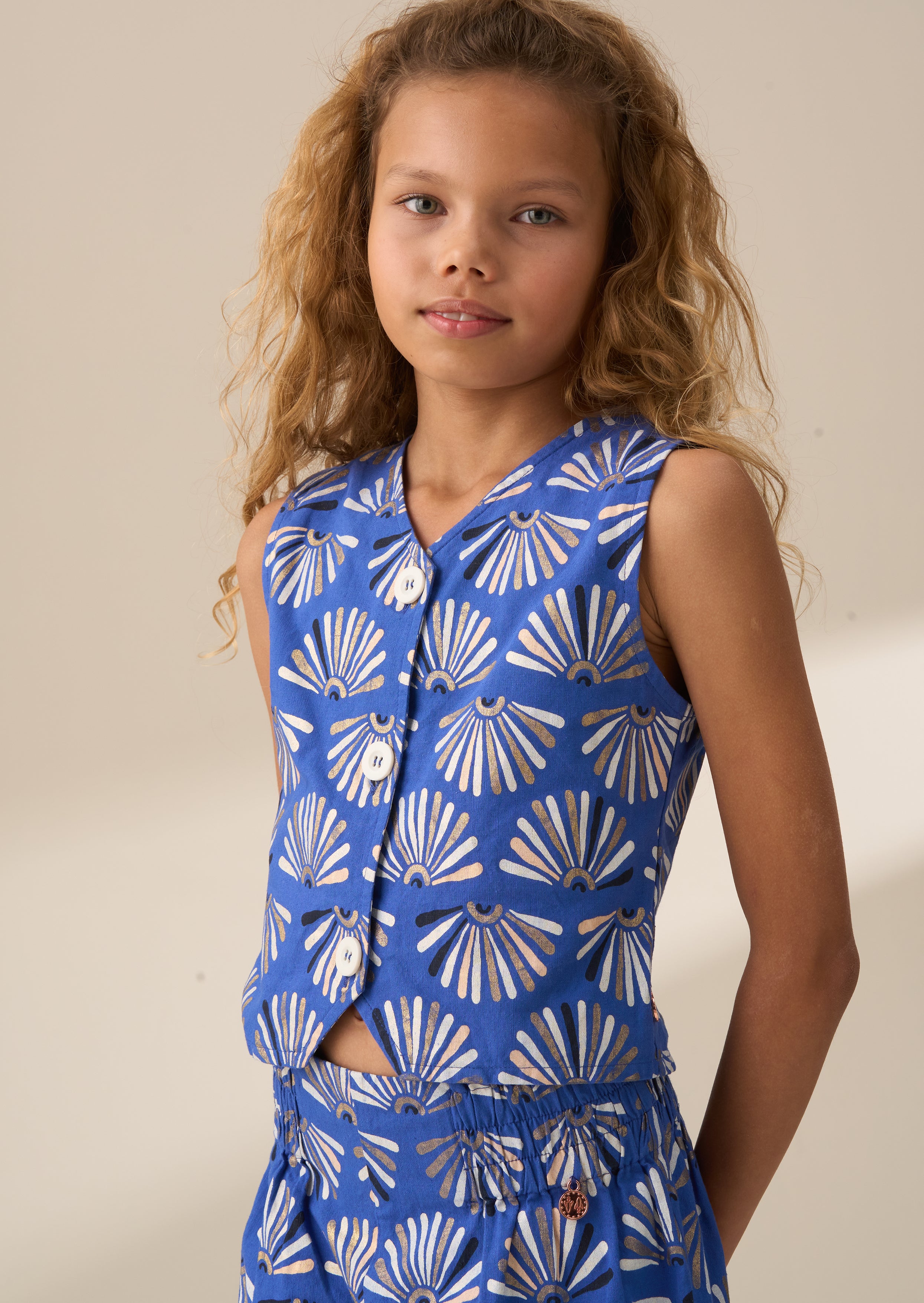 Lniana kamizelka Lina Blue Print