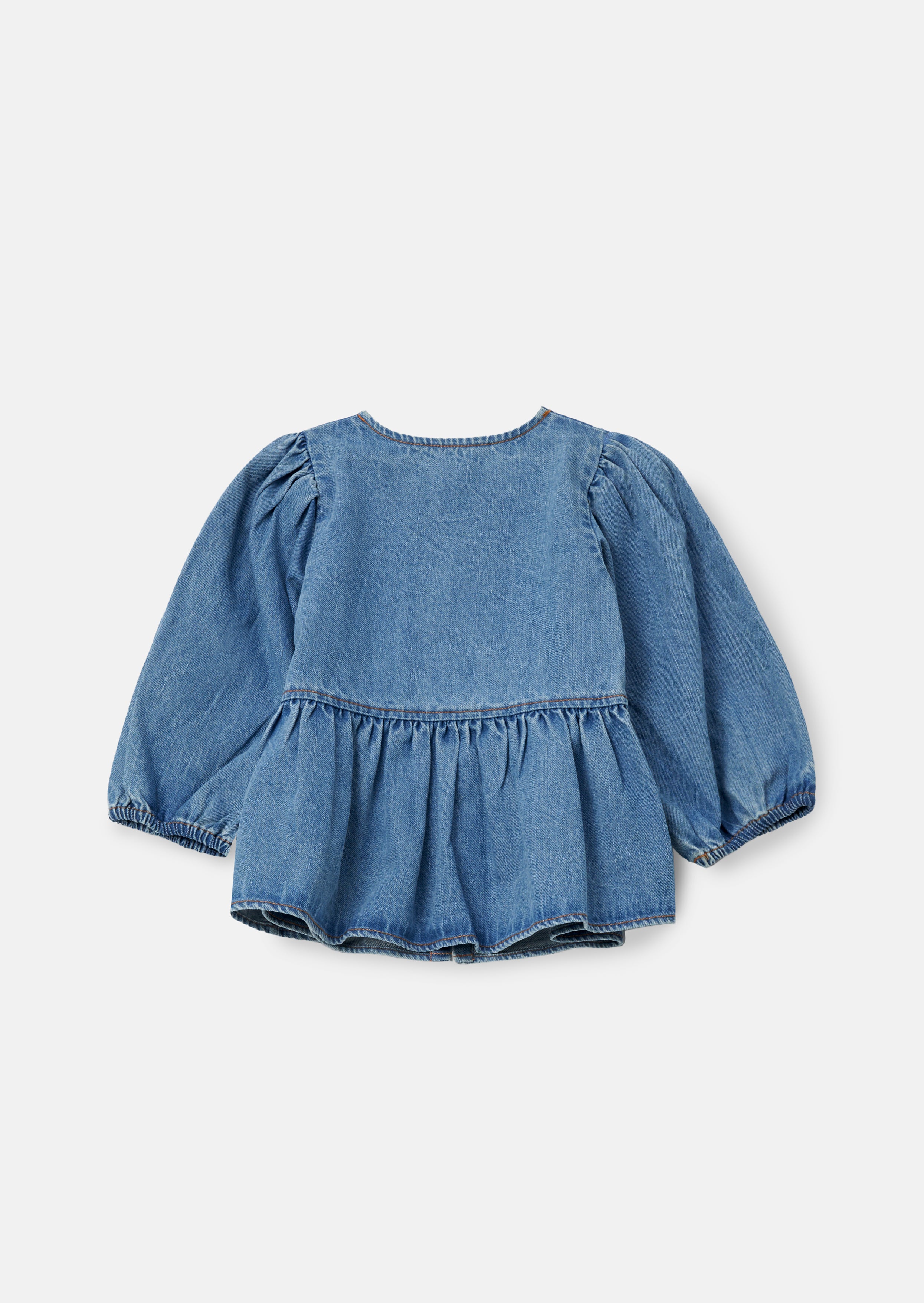 Top de lazo peplum de mezclilla azul Rochelle