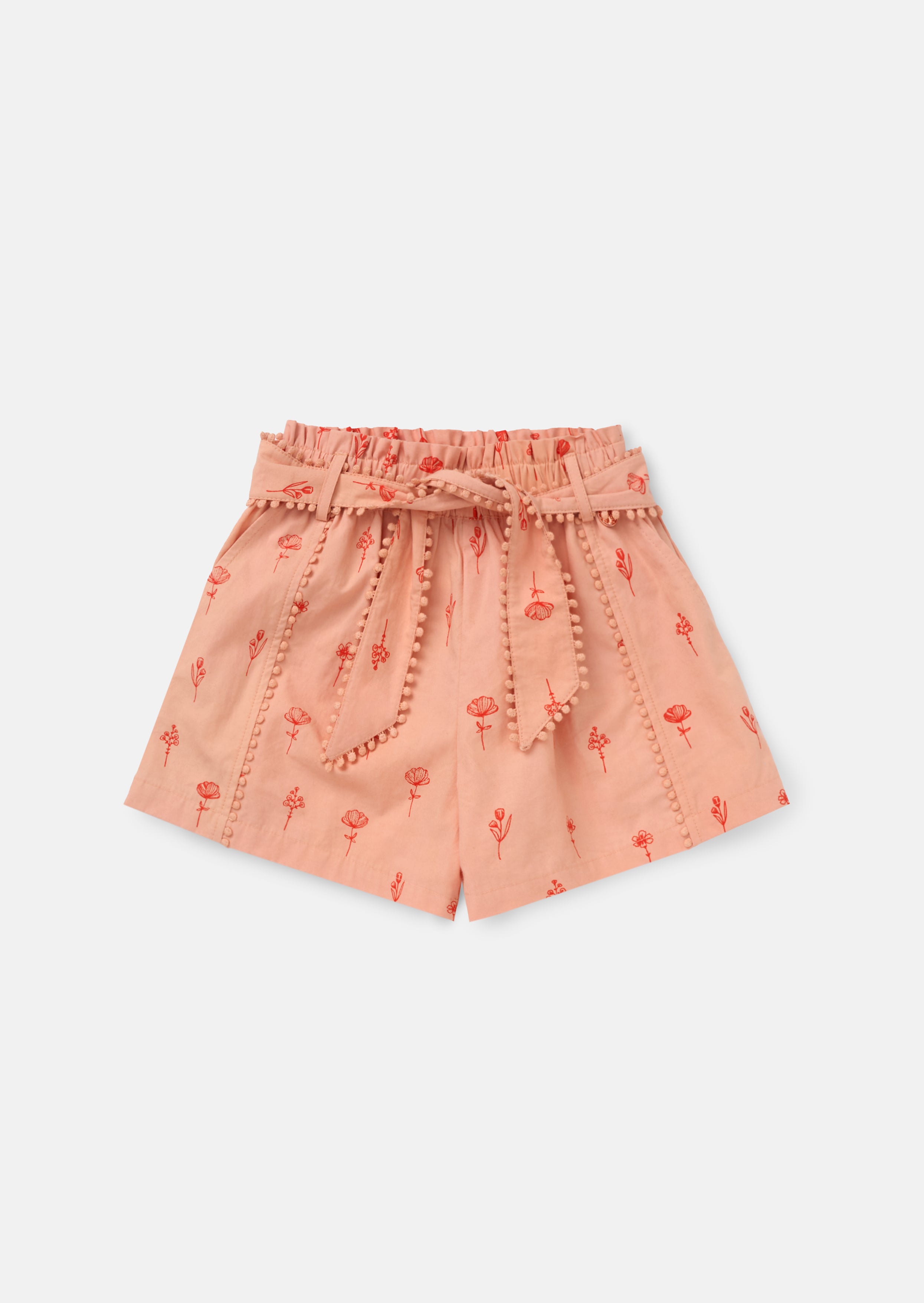 Shorts en popeline imprimée corail Raya