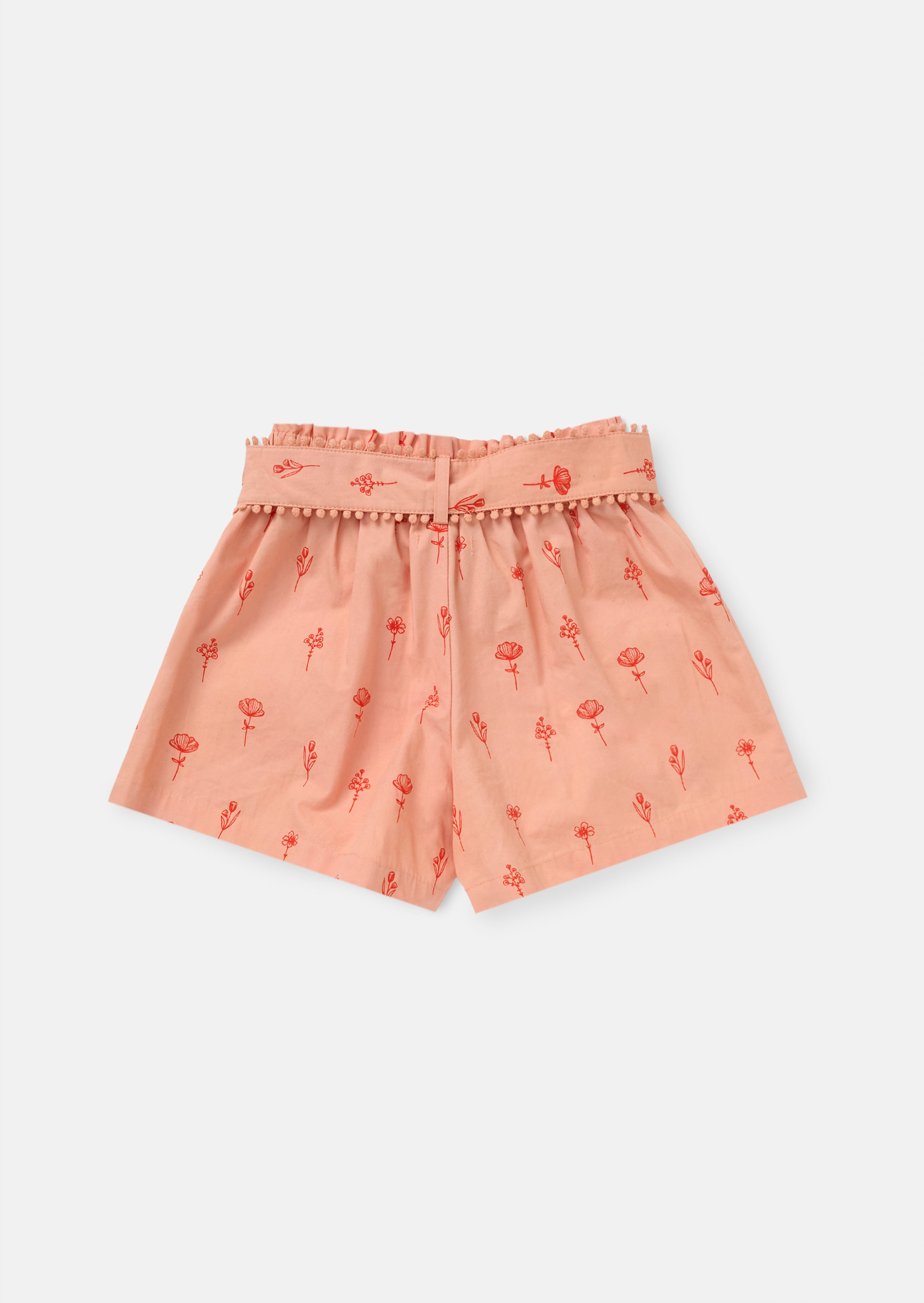 Shorts en popeline imprimée corail Raya