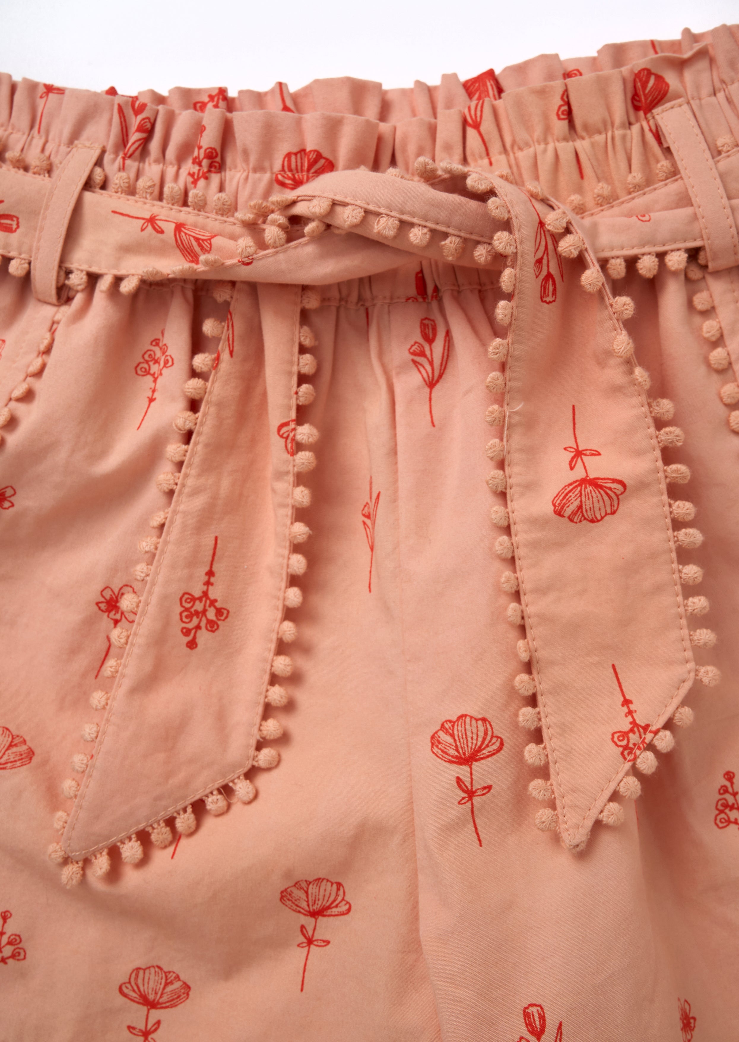 Shorts en popeline imprimée corail Raya