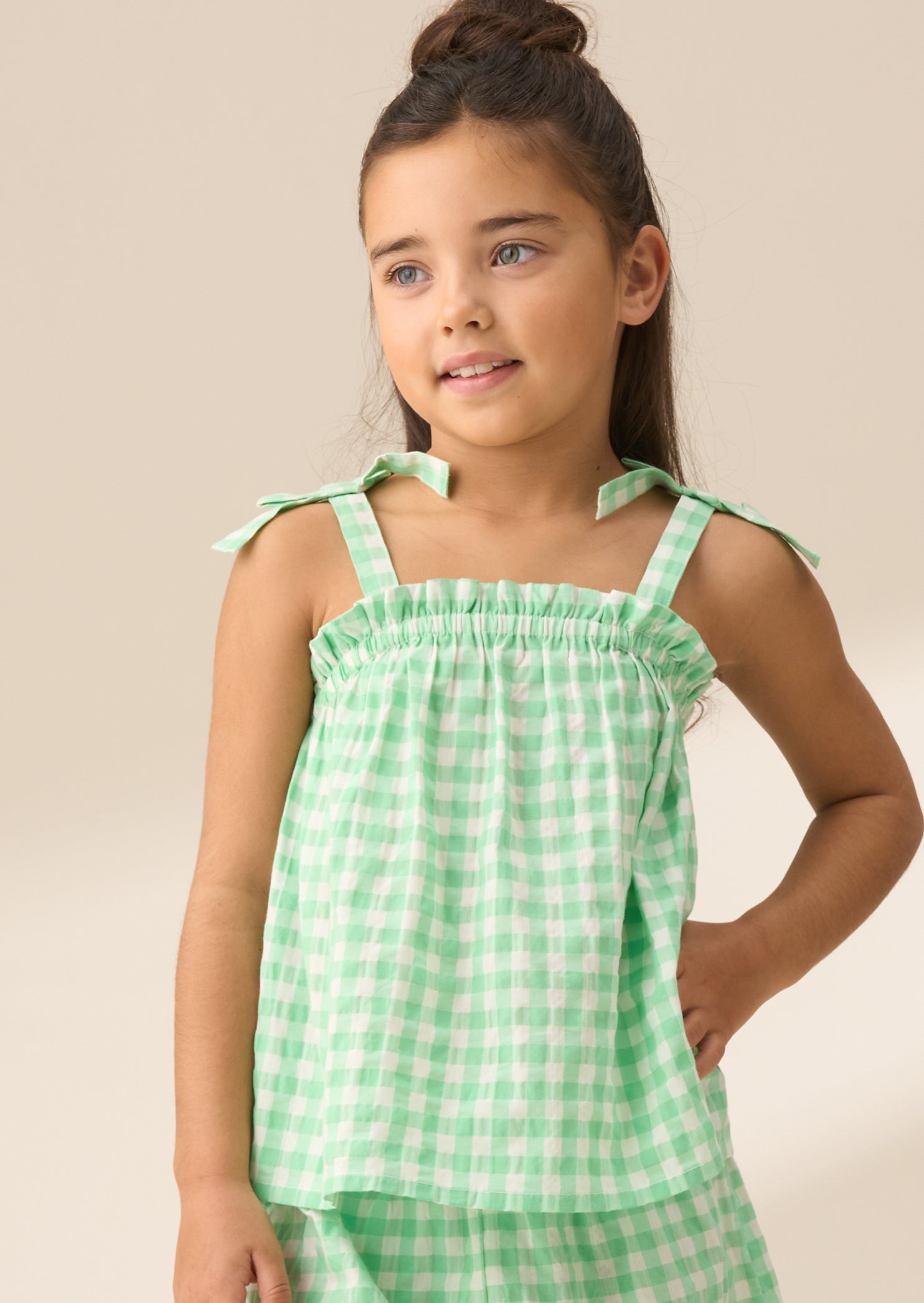 Top fruncido de cuadros vichy Connie Green