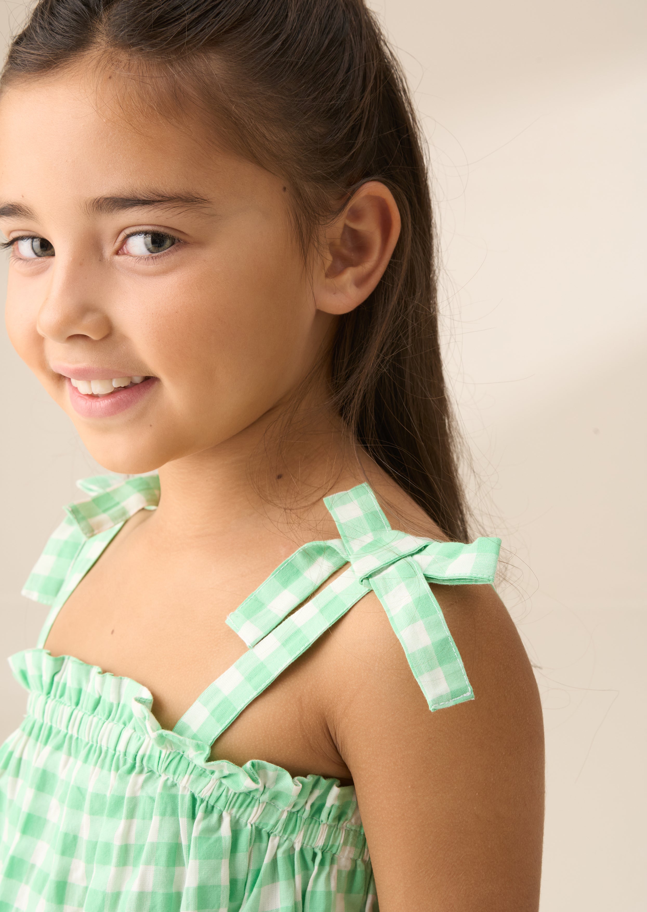 Top fruncido de cuadros vichy Connie Green